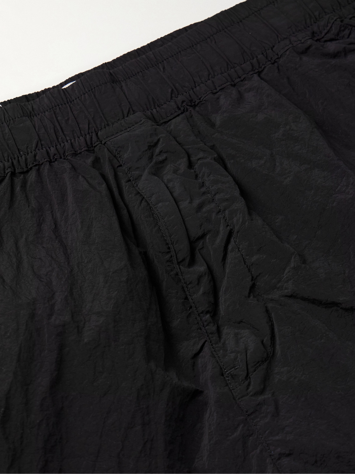 Shop Stone Island Straight-leg Logo-appliquéd Econyl® Nylon Metal Shorts In Black