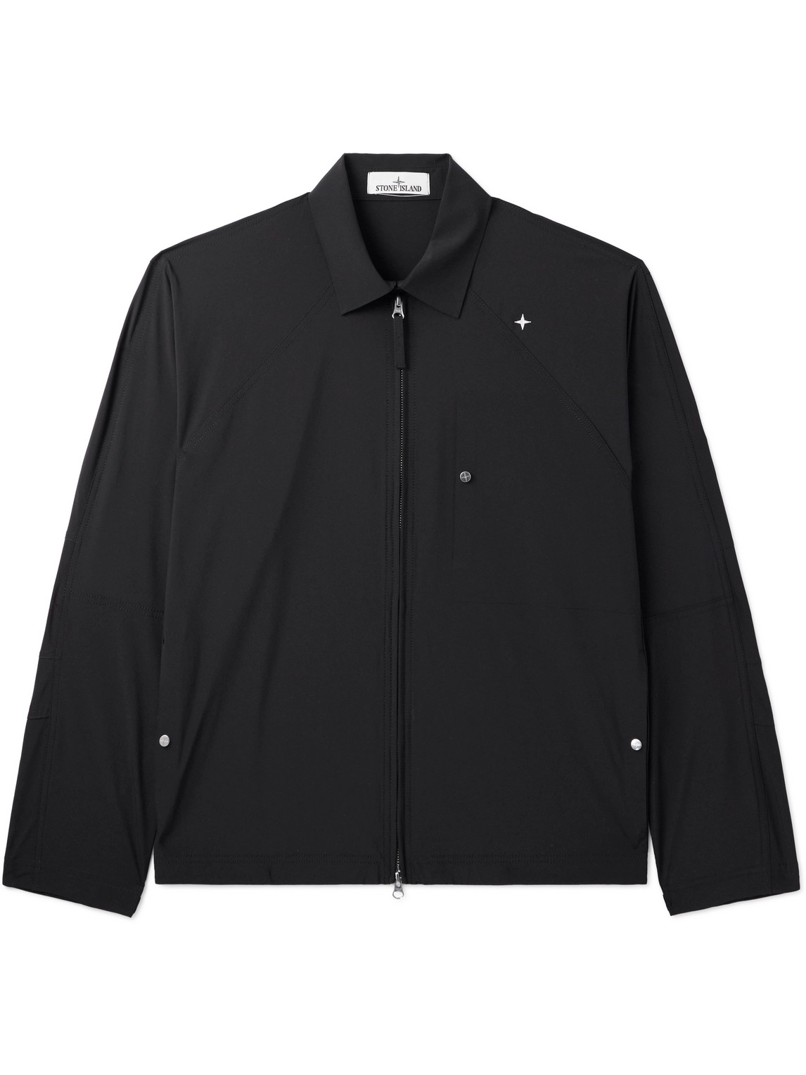 Stone Island Logo-embroidered Shell Overshirt In Black