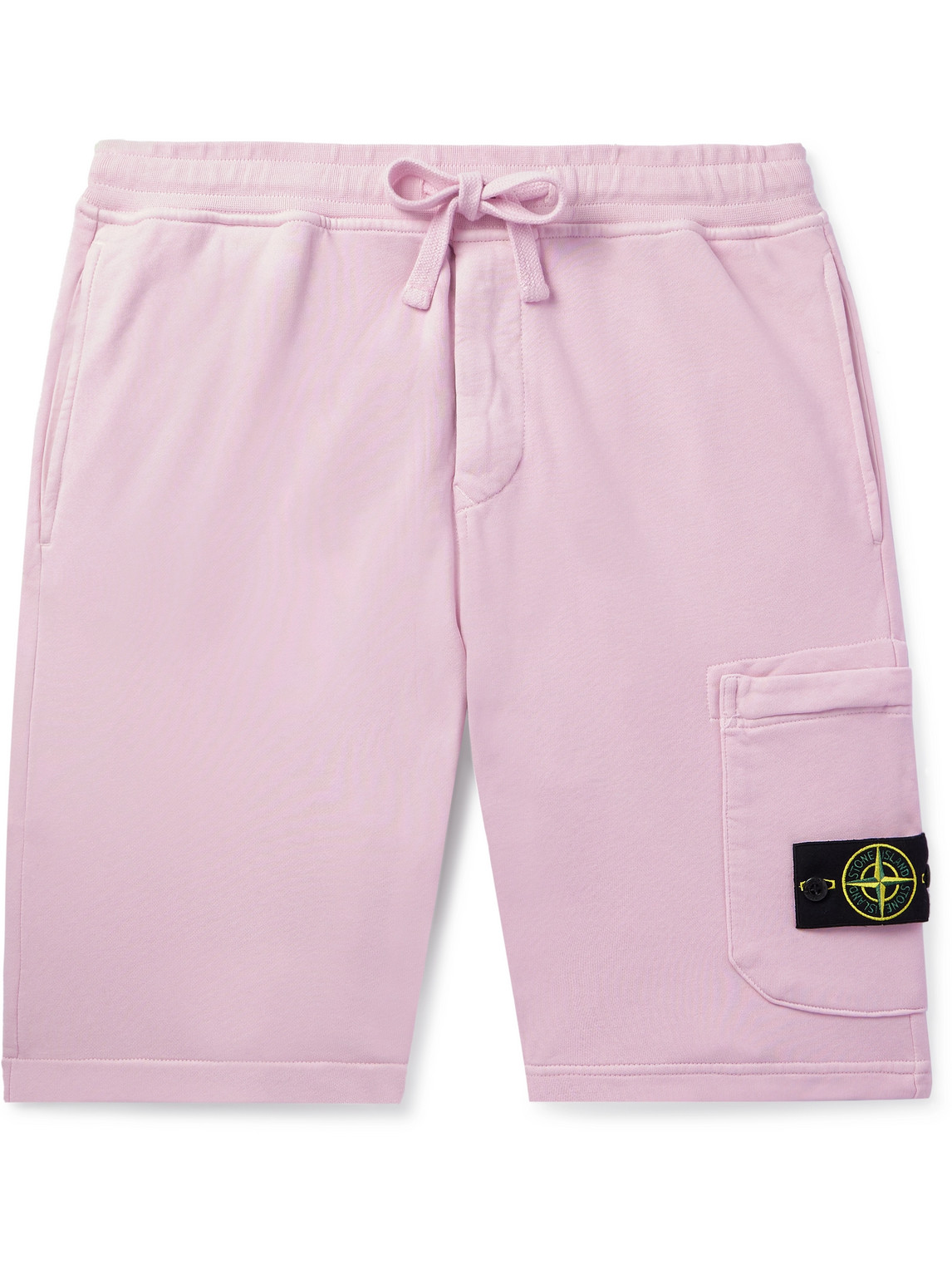 Stone Island Straight-leg Logo-appliquéd Cotton-jersey Drawstring Shorts In Pink