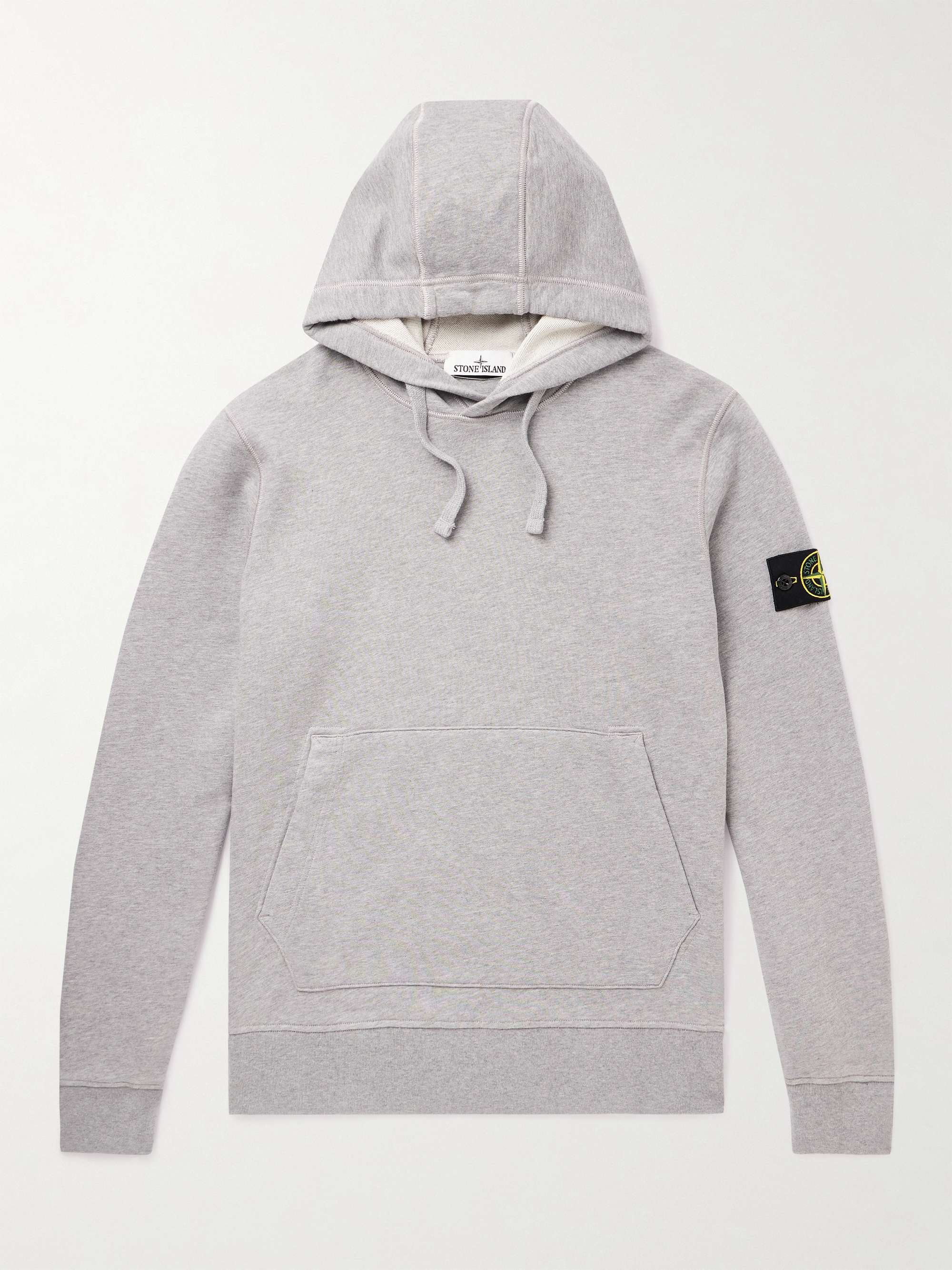 STONE ISLAND Logo-Appliquéd Garment-Dyed Cotton-Jersey Hoodie for Men ...