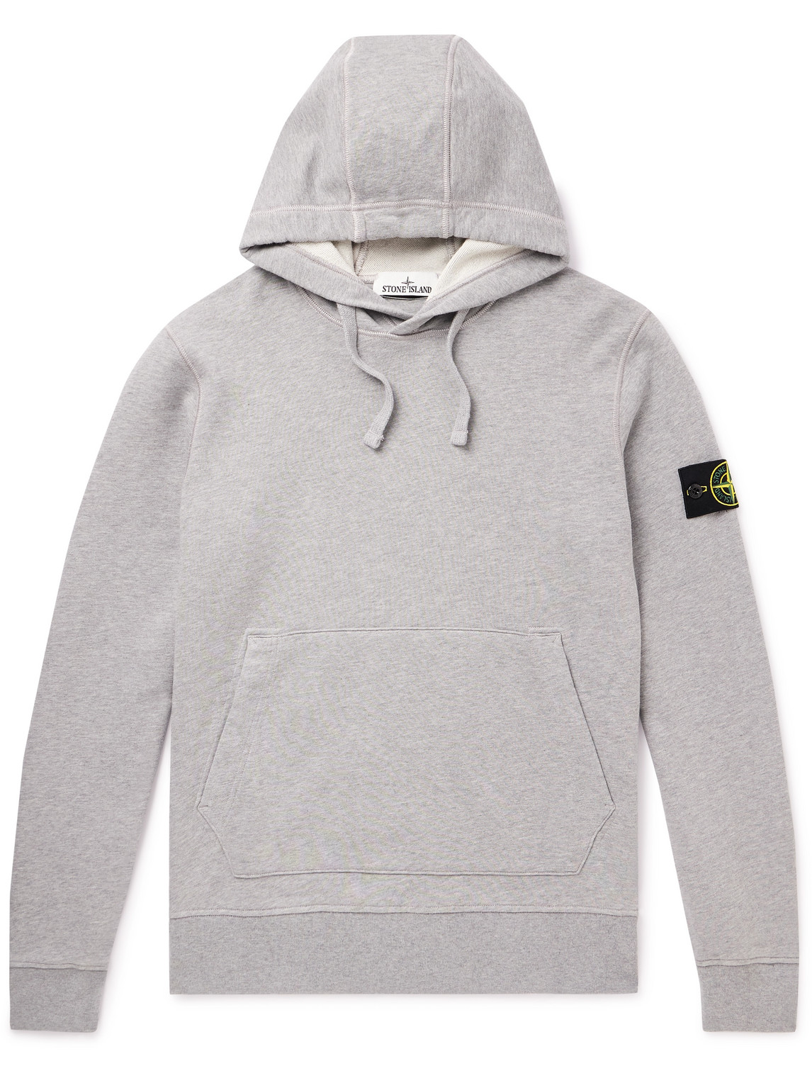 Stone Island Logo-appliquéd Garment-dyed Cotton-jersey Hoodie In Grey