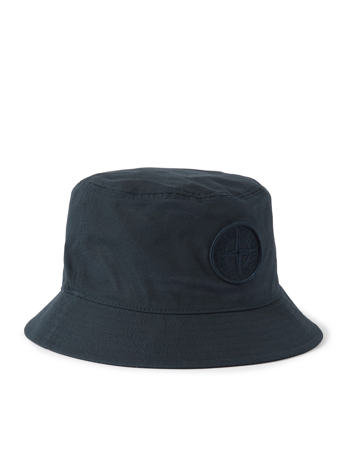 Stone Island Logo-embroidered Cotton-canvas Bucket Hat In Blue