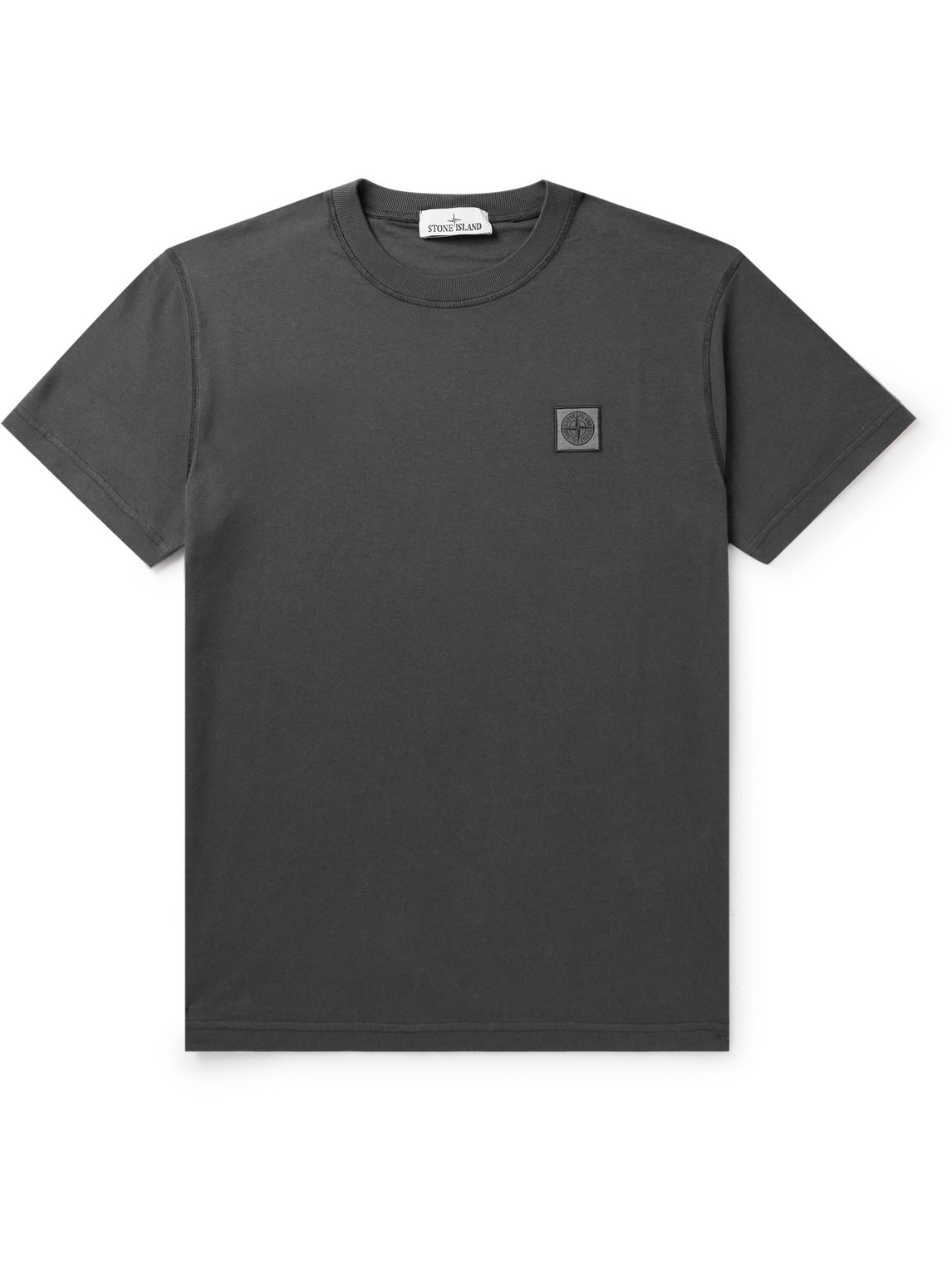 Stone Island Logo-appliquéd Cotton-jersey T-shirt In Gray