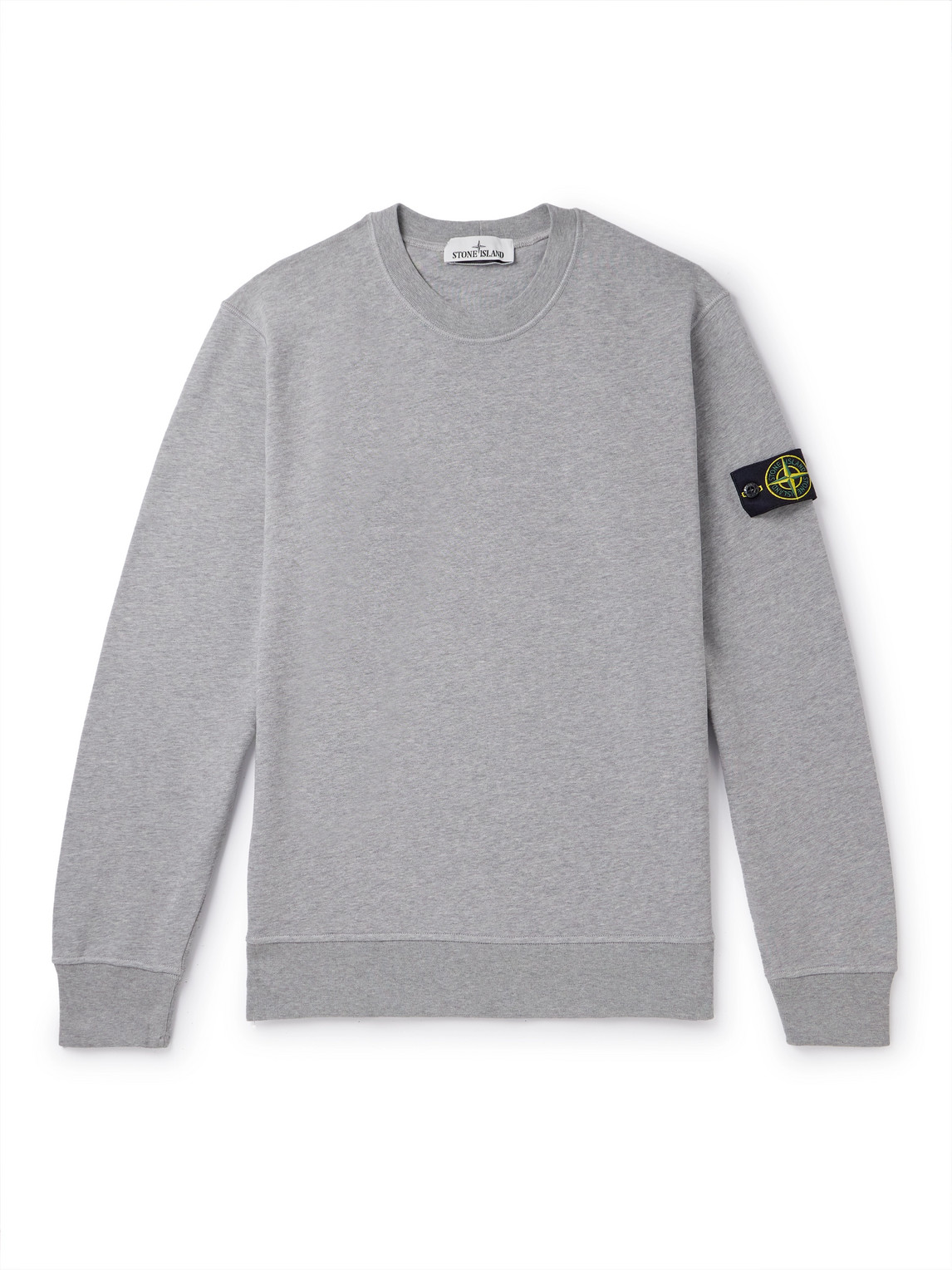 Stone Island Logo-appliquéd Garment-dyed Cotton-jersey Sweatshirt In Gray