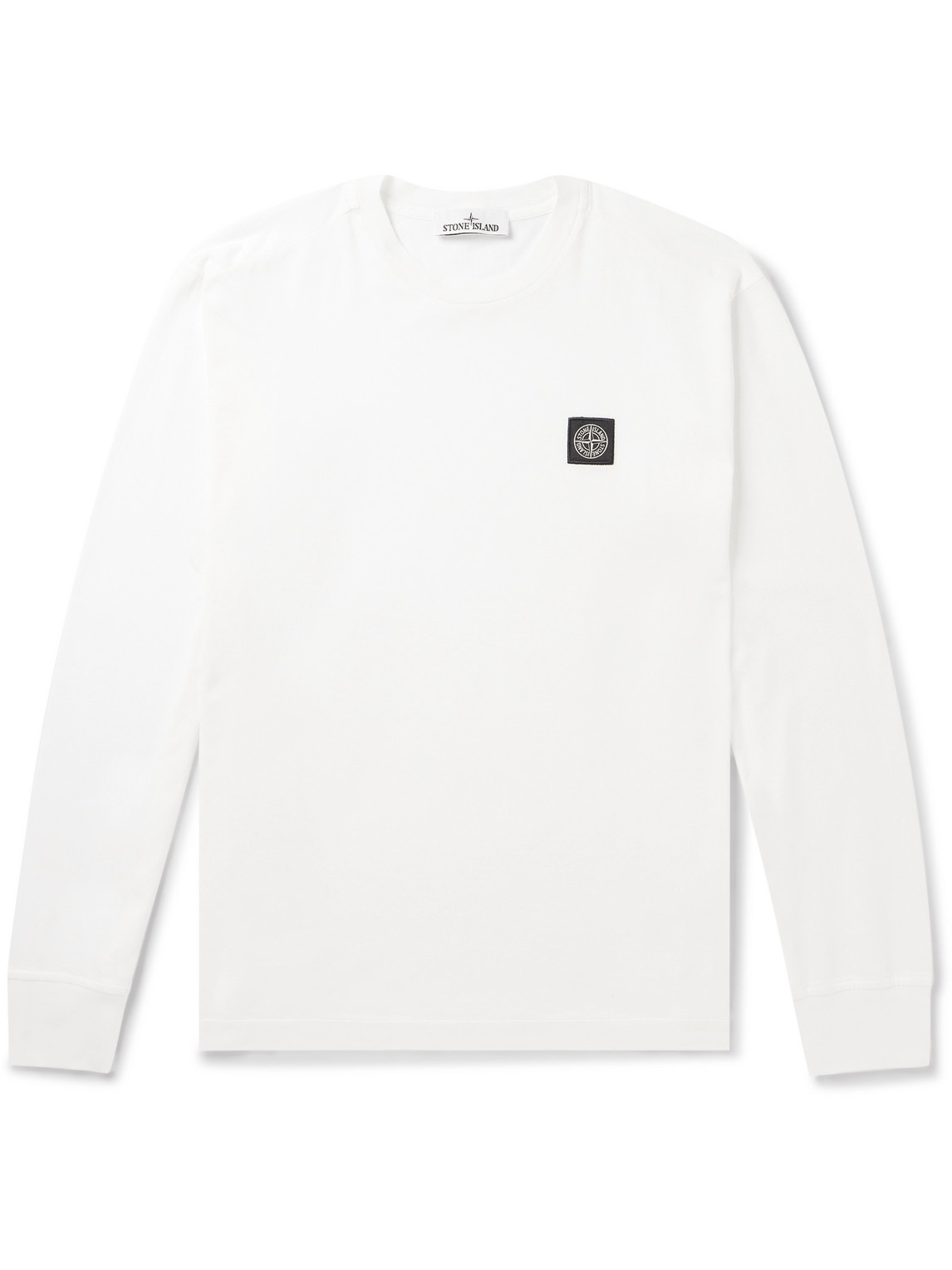 Stone Island Logo-appliquéd Garment-dyed Cotton-jersey T-shirt In White