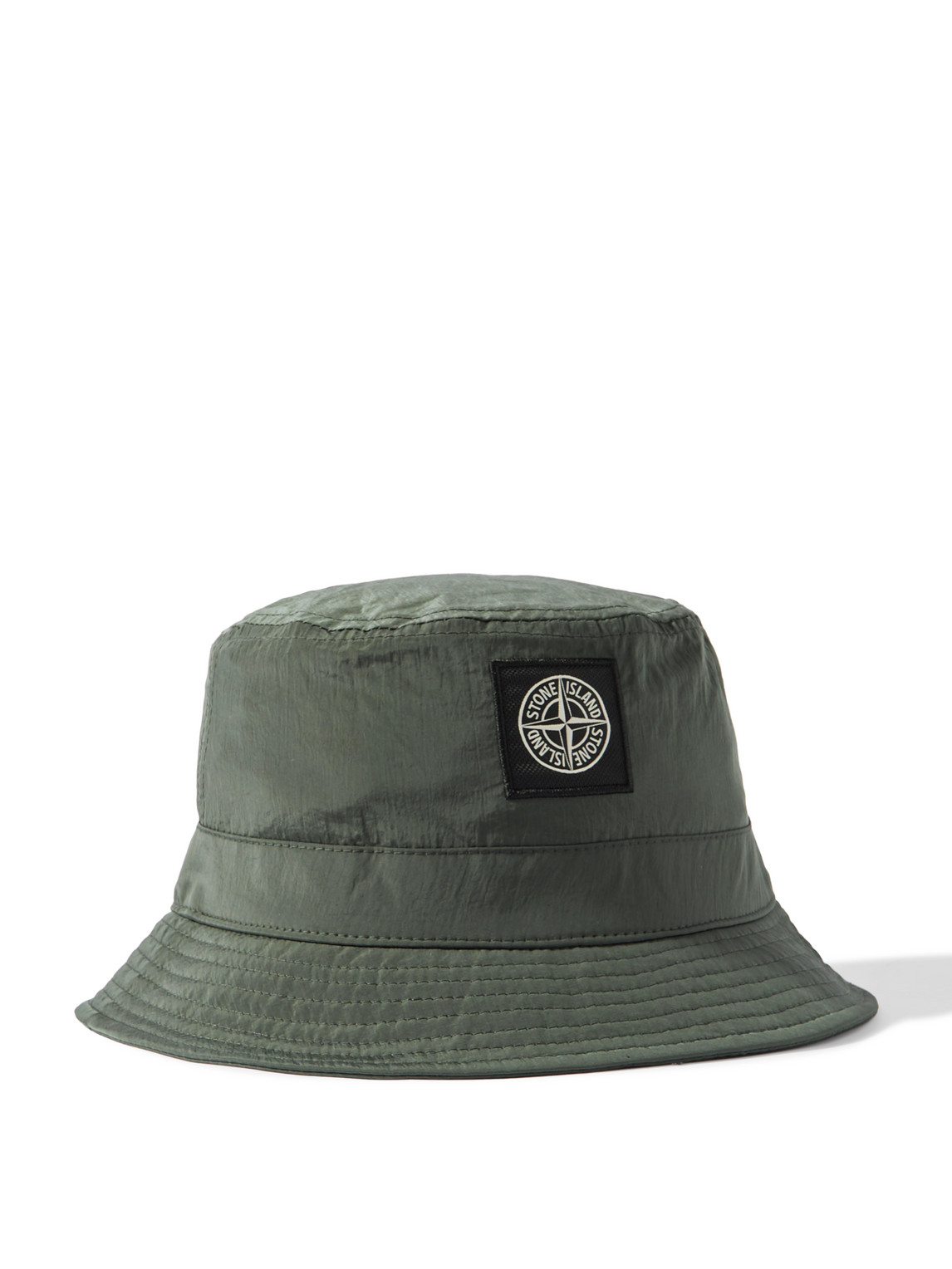 Stone Island Logo-appliquéd Shell Bucket Hat In Green