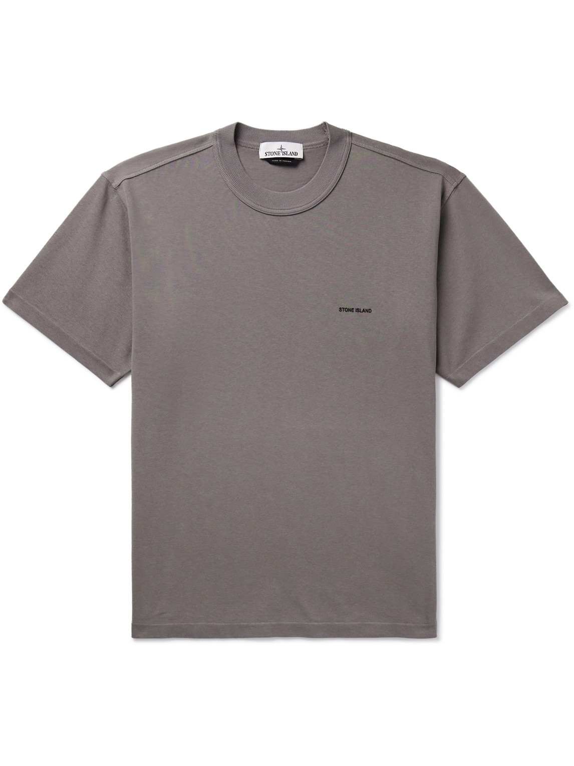 Stone Island Logo-embroidered Garment-dyed Cotton-jersey T-shirt In Gray