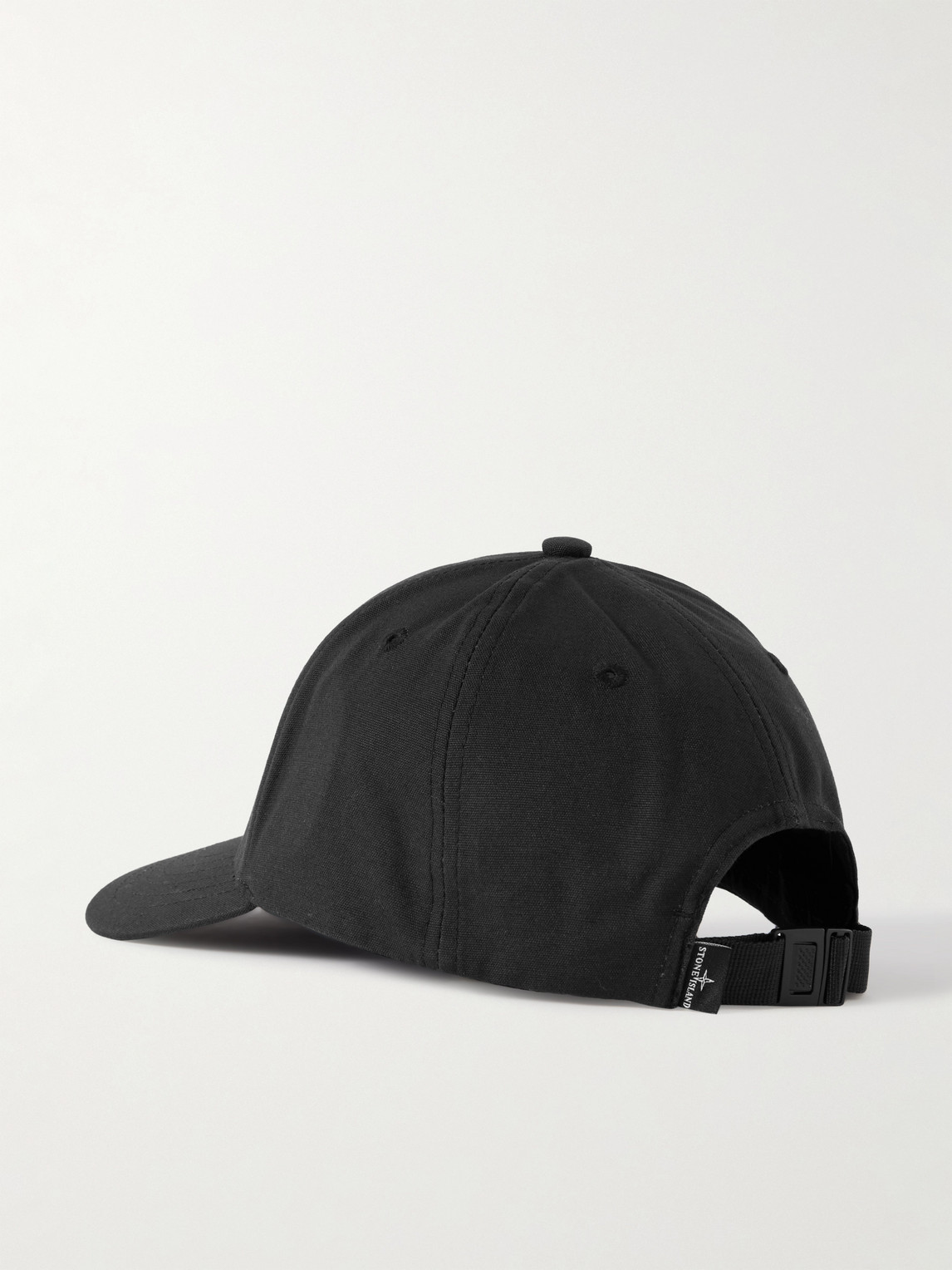 Shop Stone Island Logo-embroidered Cotton-canvas Baseball Cap In Black