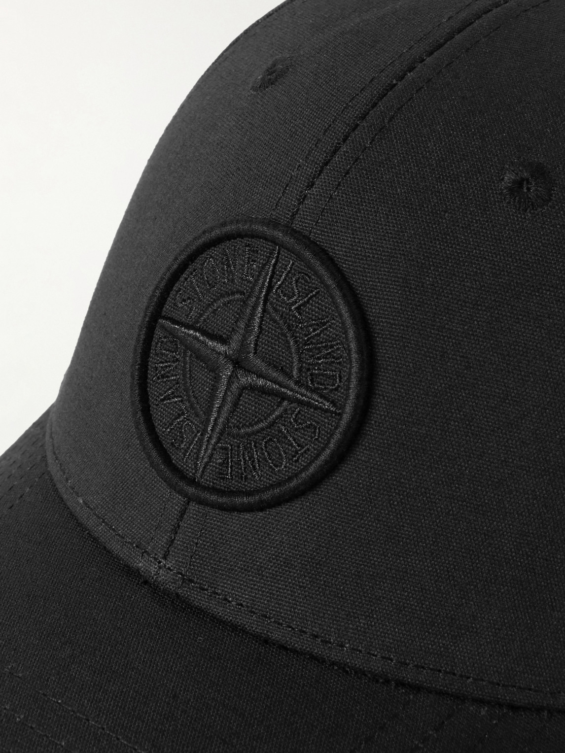 Shop Stone Island Logo-embroidered Cotton-canvas Baseball Cap In Black