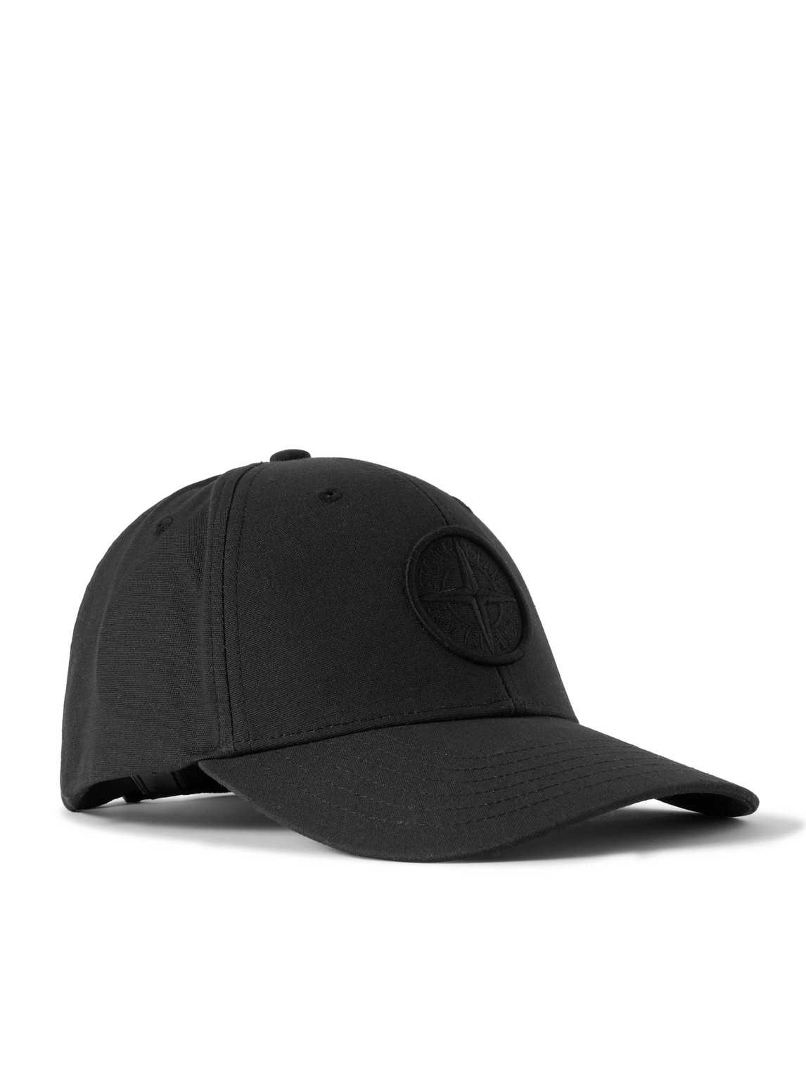 Stone Island Logo-embroidered Cotton-canvas Baseball Cap In Black