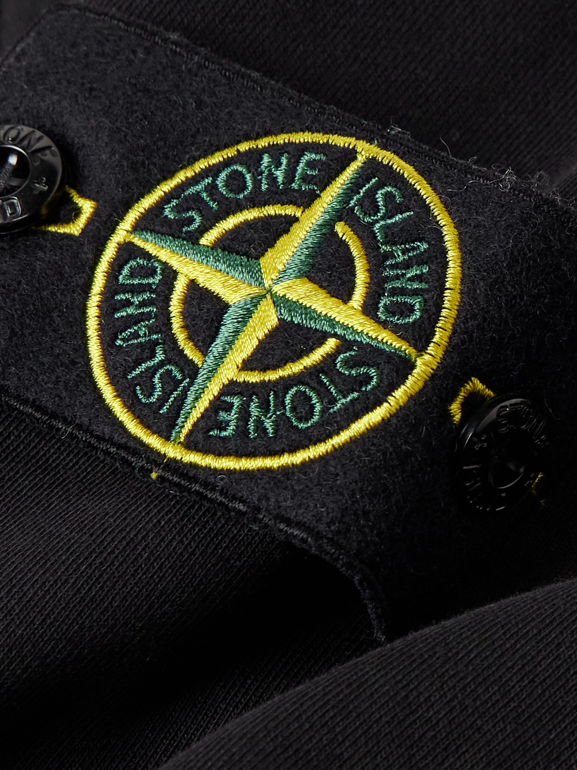 Shop Stone Island Logo-appliquéd Garment-dyed Cotton-jersey Hoodie In Black