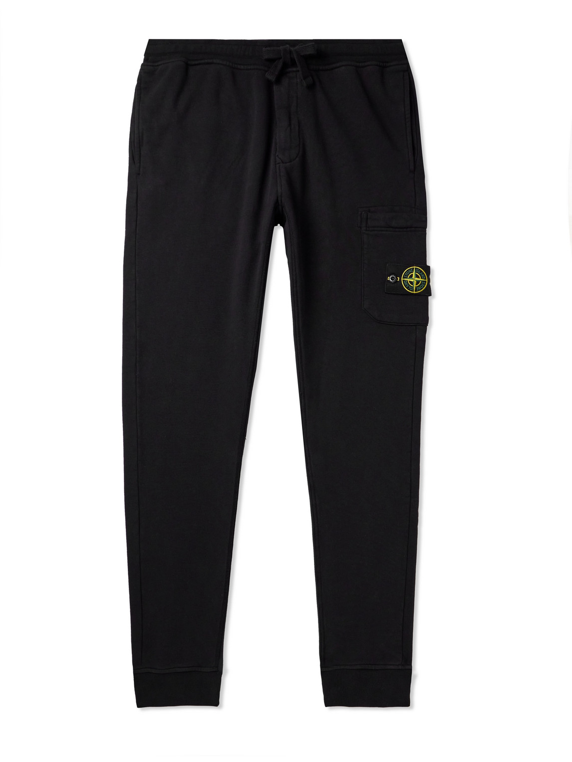 Stone Island Cotton Fleece Sweatpants With Elasticated Waistband In Black