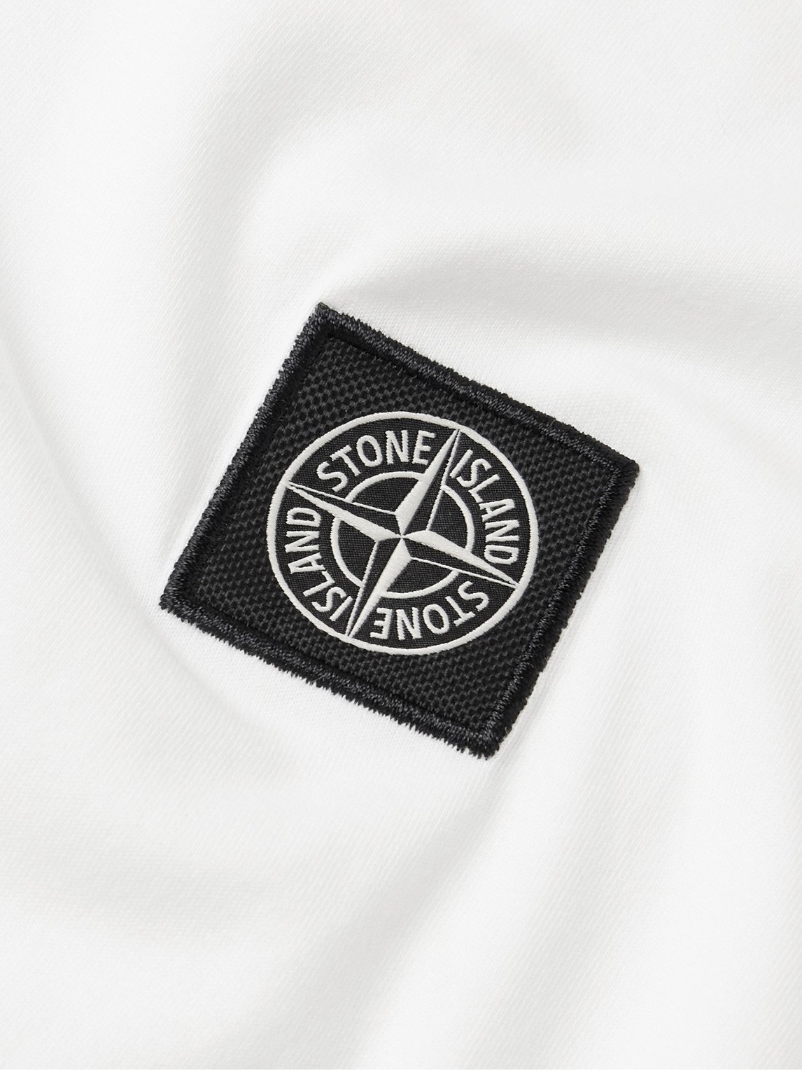 Shop Stone Island Logo-appliquéd Cotton-jersey T-shirt In White