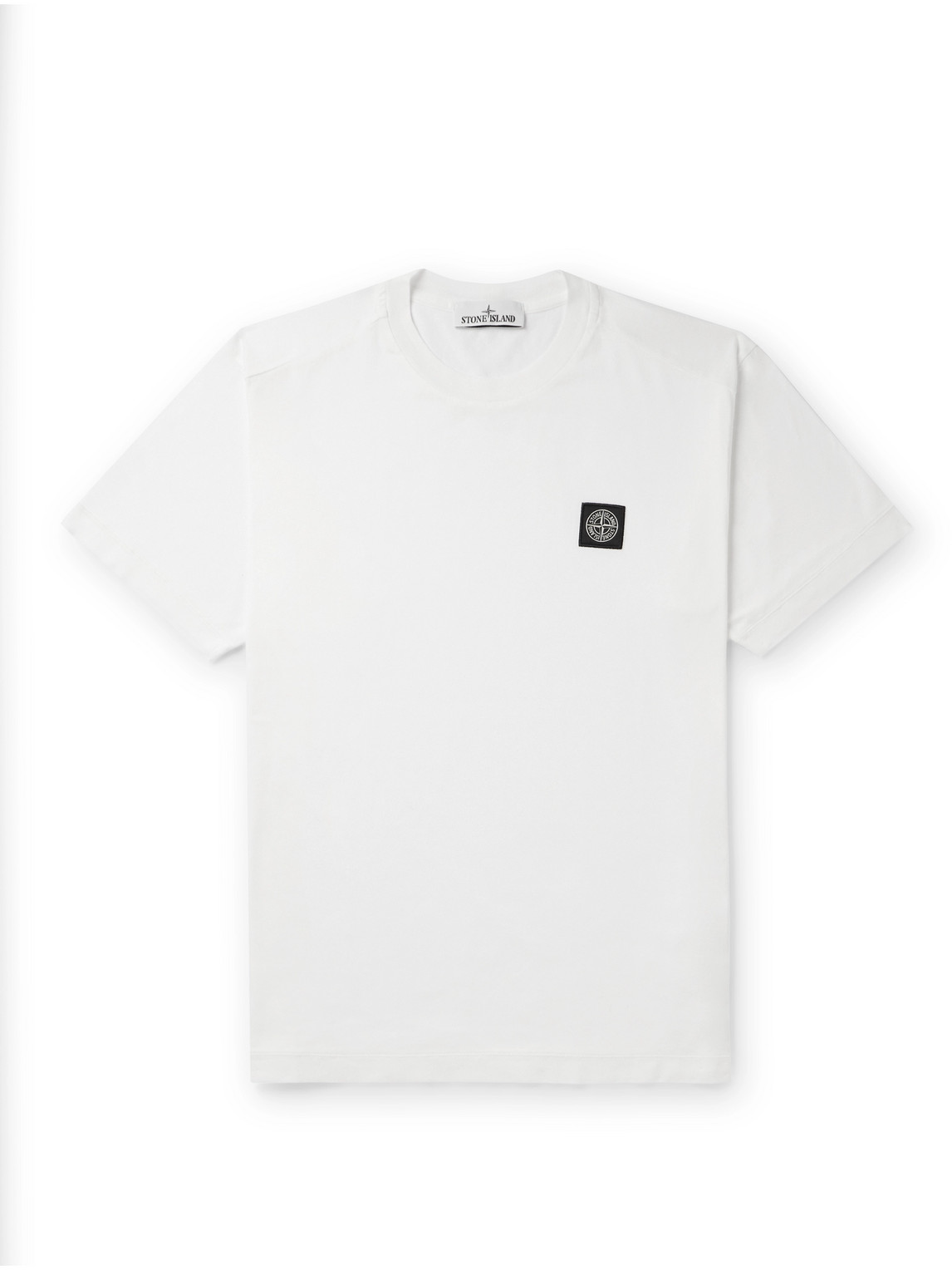 Shop Stone Island Logo-appliquéd Cotton-jersey T-shirt In White