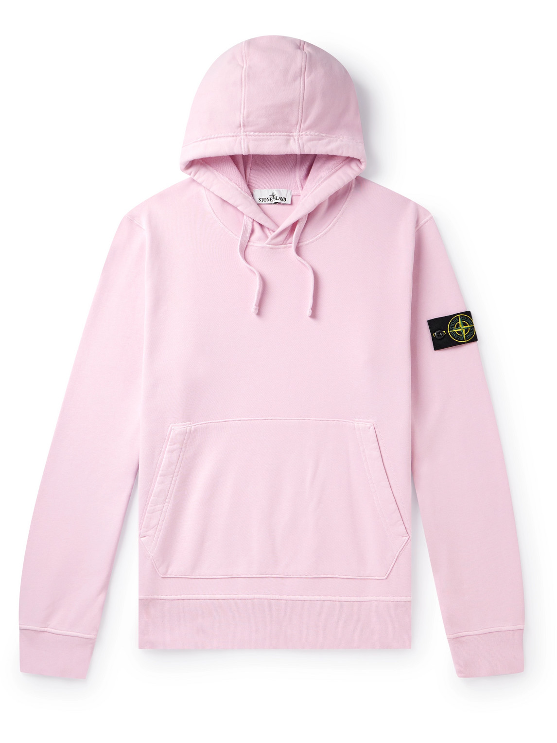Stone Island Logo-appliquéd Garment-dyed Cotton-jersey Hoodie In Pink
