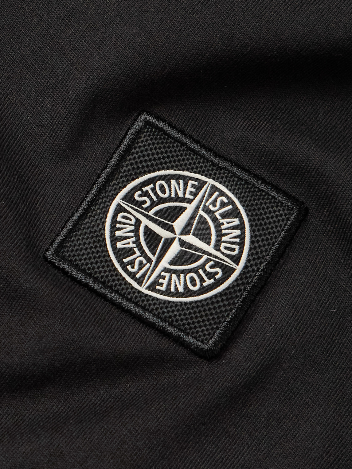 Shop Stone Island Logo-appliquéd Garment-dyed Cotton-jersey T-shirt In Black