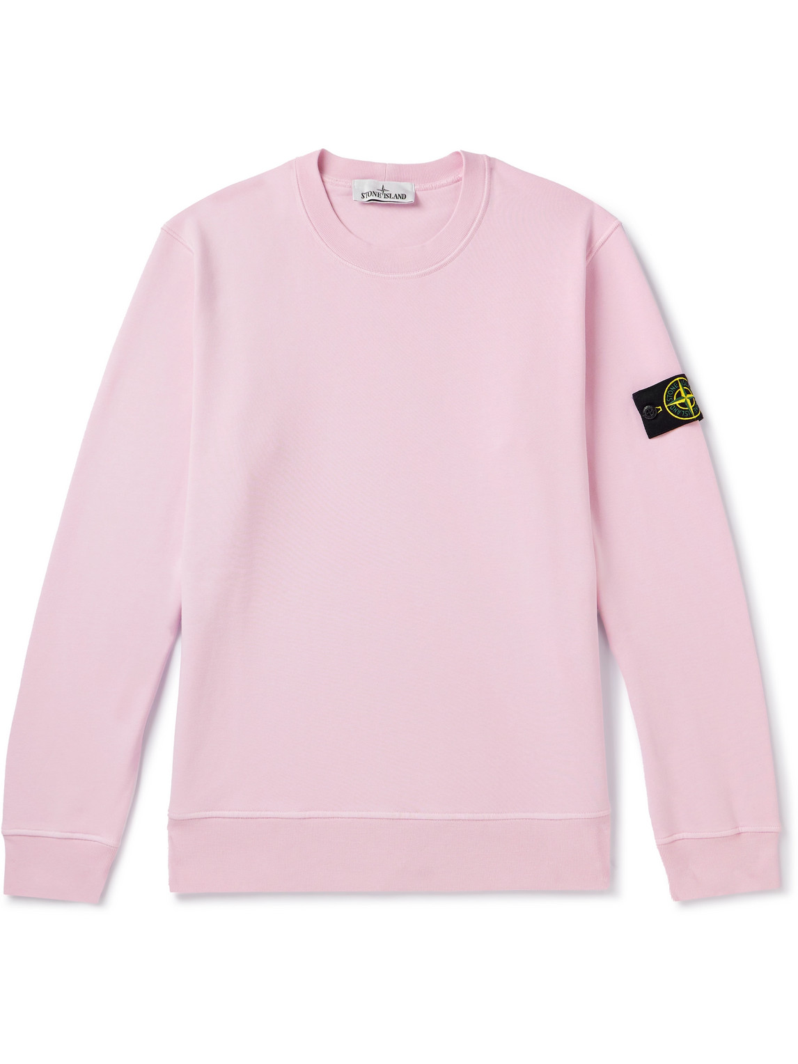 Shop Stone Island Logo-appliquéd Garment-dyed Cotton-jersey Sweatshirt In Pink