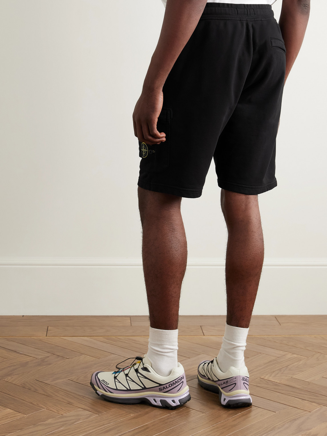 Stone Island Logo Patch Bermuda Shorts In Black
