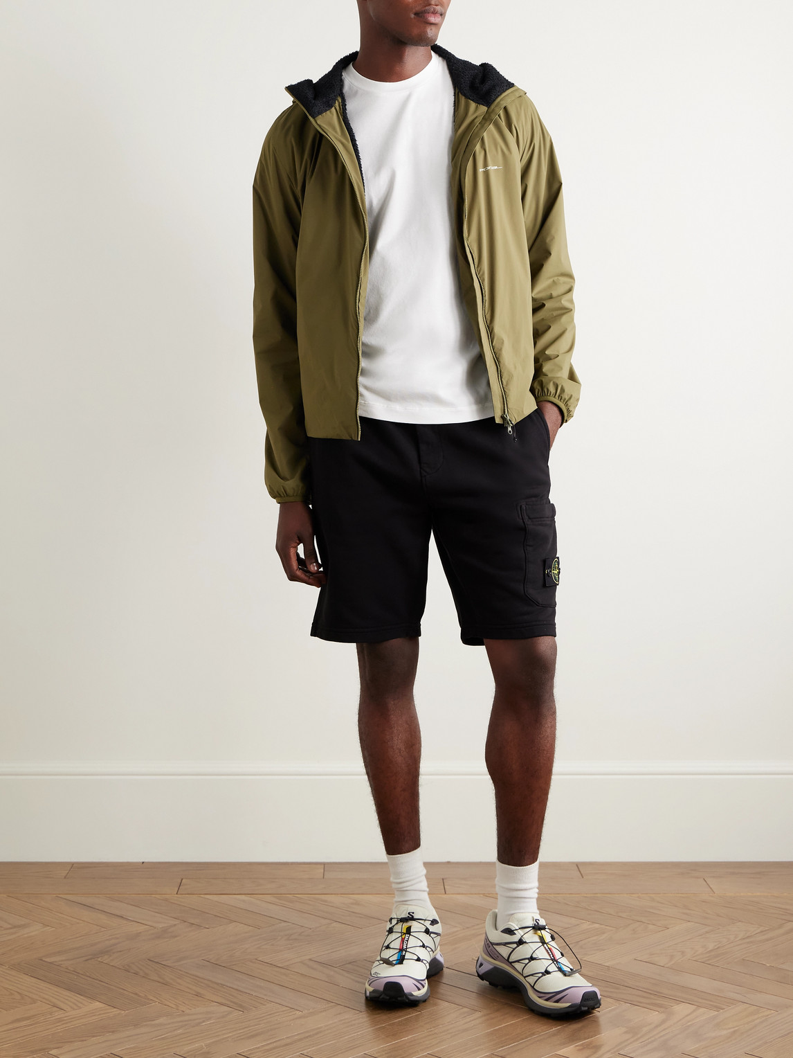 Stone Island Logo Patch Bermuda Shorts In Black