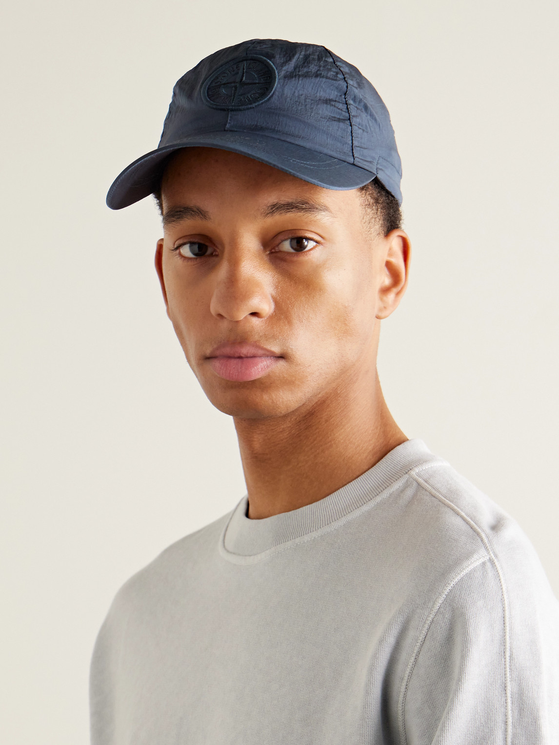 Shop Stone Island Logo-embroidered Shell Baseball Cap In Blue