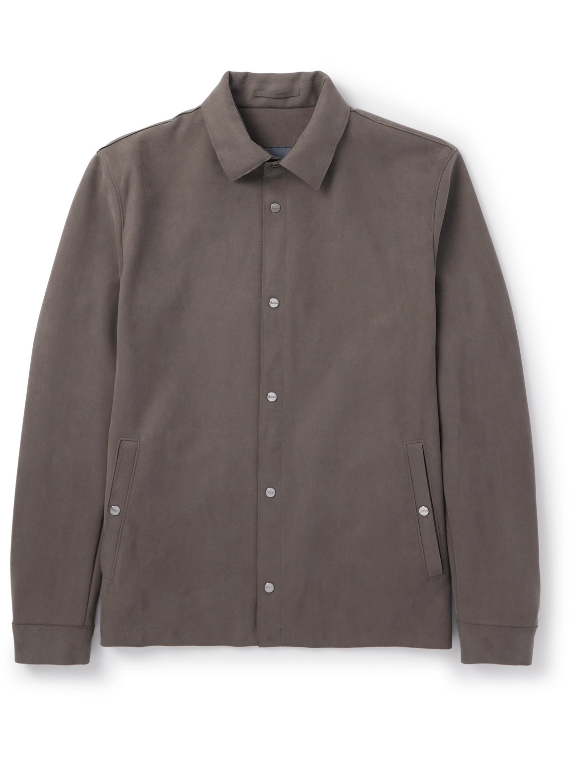 Herno Faux Suede Overshirt In Brown