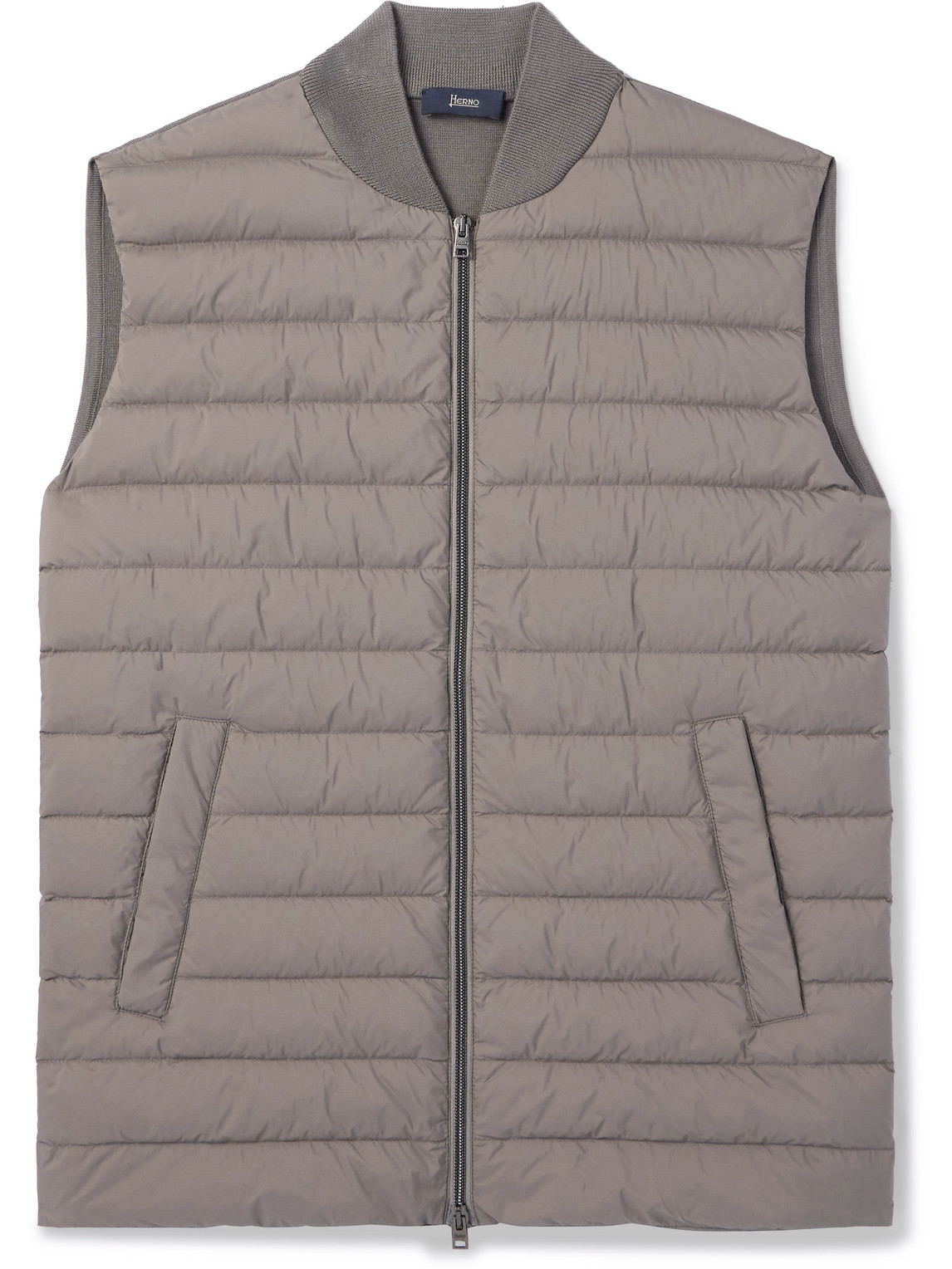 Herno Padded Shell And Wool And Silk-blend Down Gilet In Neutrals