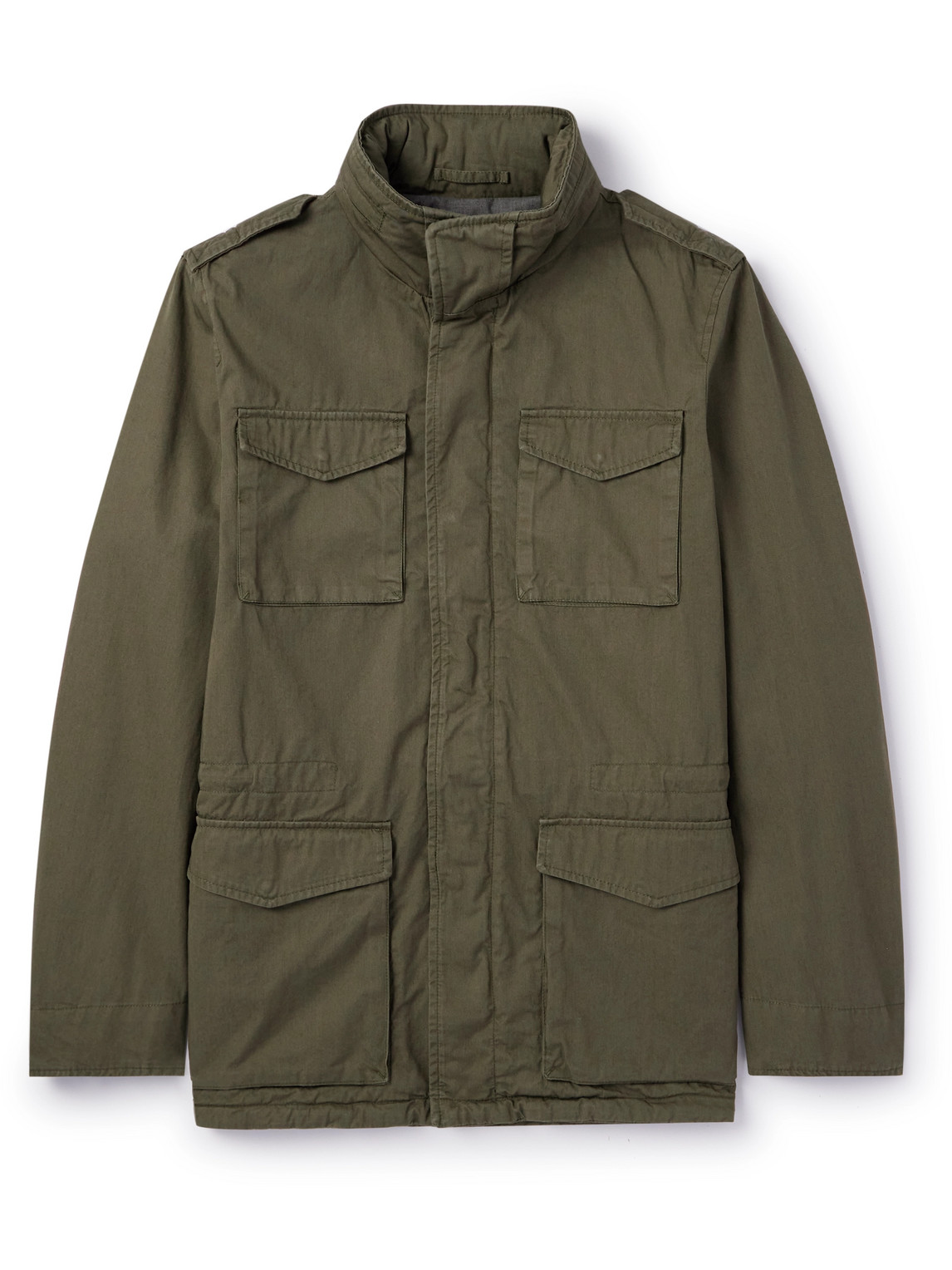 Herno Tigri Cotton-gabardine Hooded Field Jacket In Green
