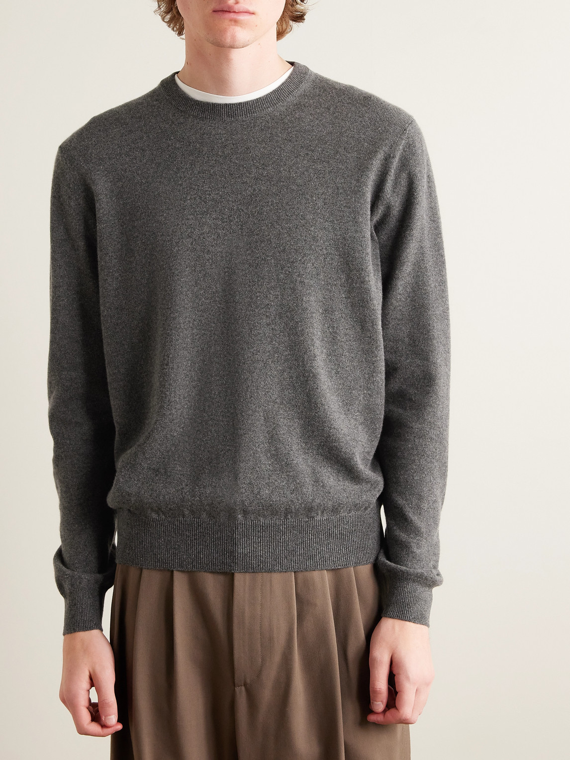 Loro Piana Slim-fit Baby Cashmere Sweater In Gray
