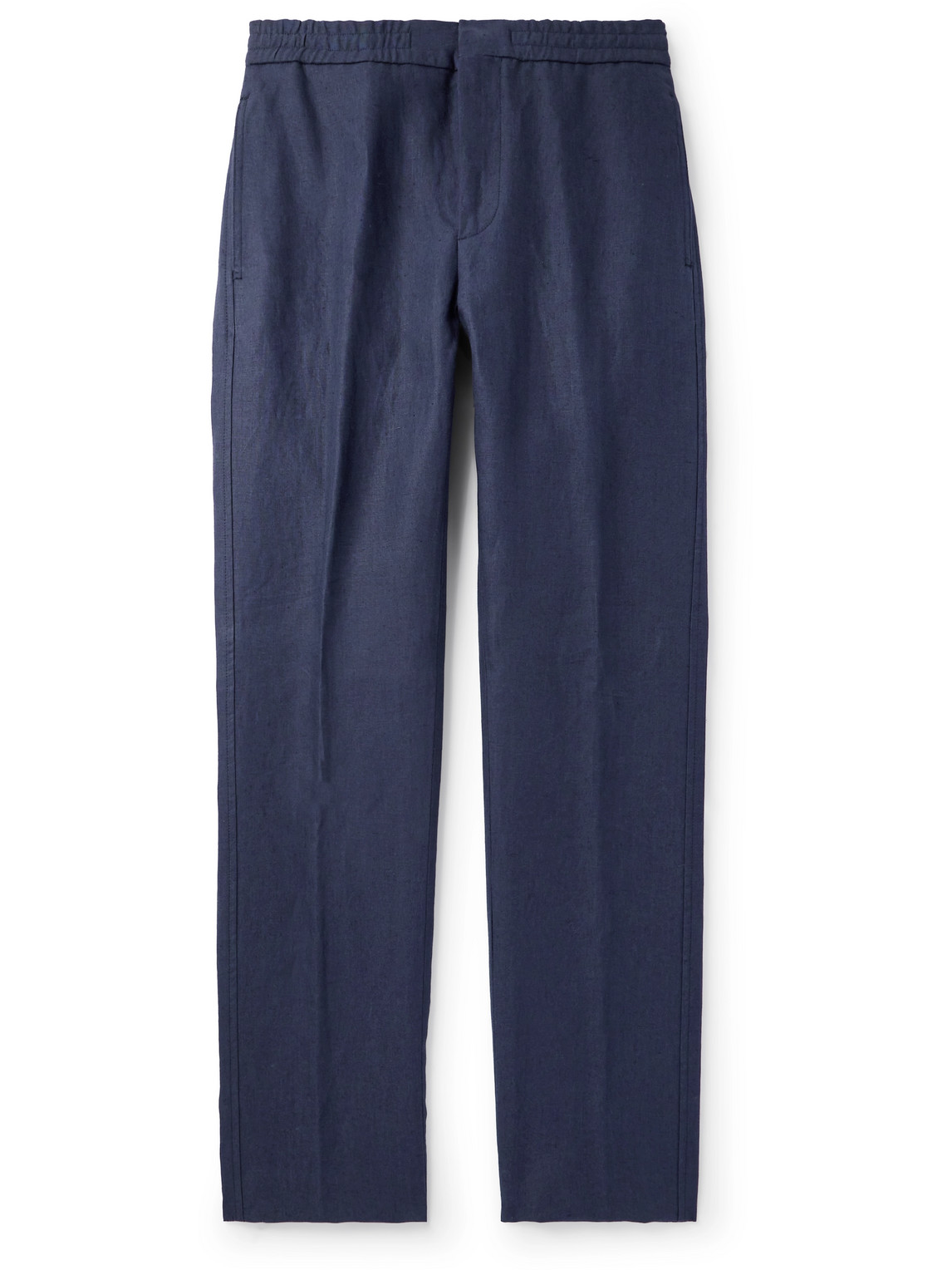 Loro Piana Tapered Linen Trousers In Blue
