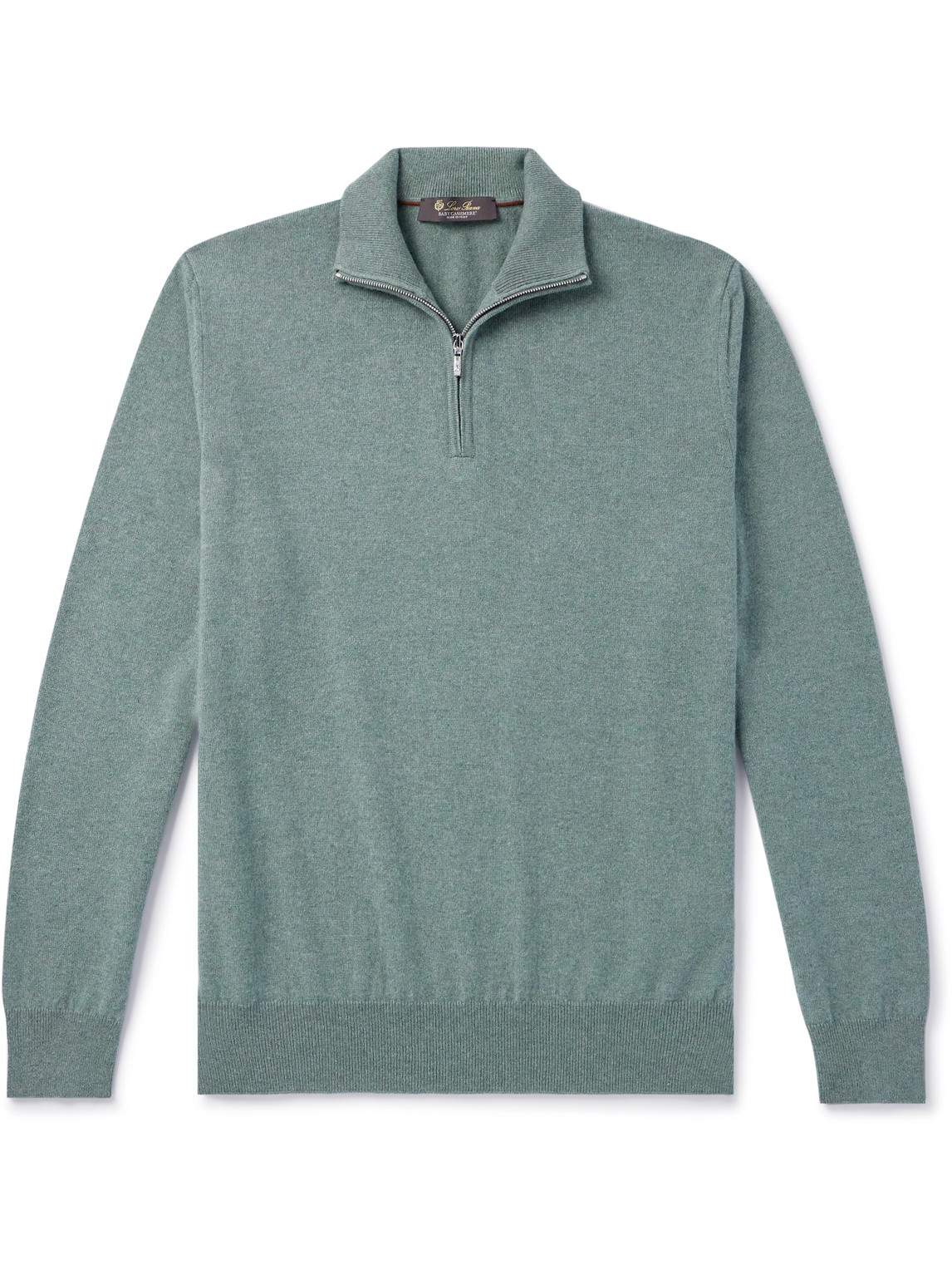 Loro Piana Slim-fit Baby Cashmere Half-zip Sweater In Green