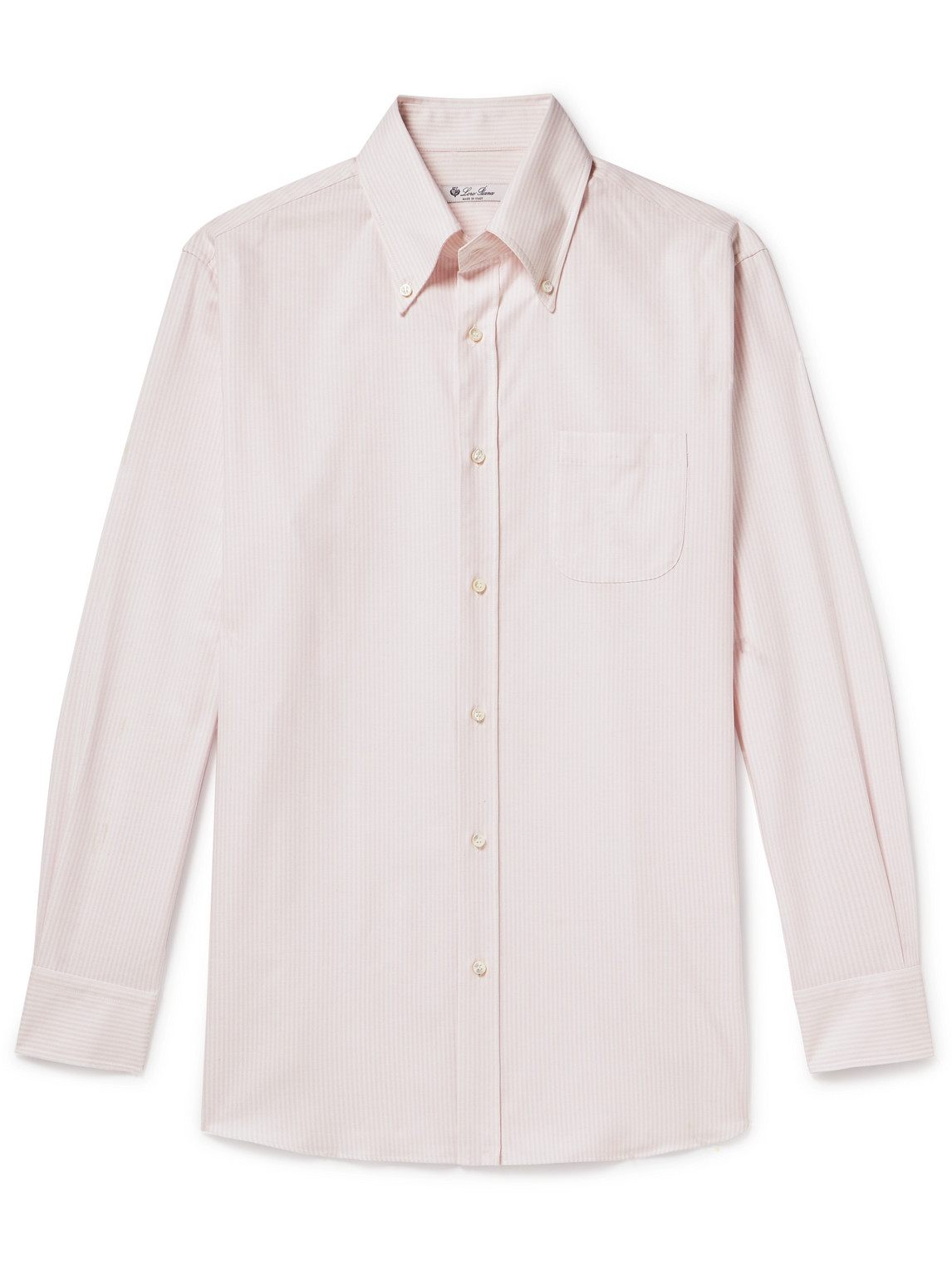 Loro Piana Button-down Collar Striped Cotton Oxford Shirt In Pink