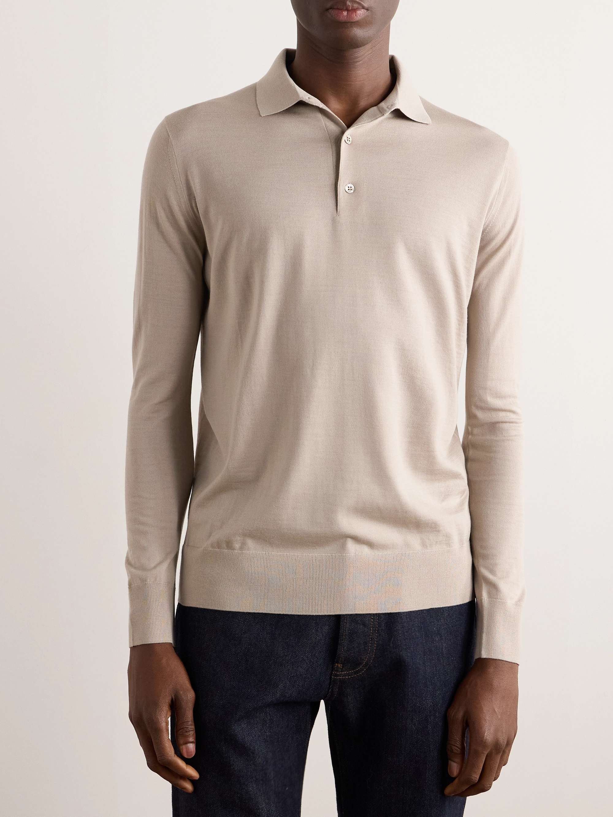 LORO PIANA 슬림핏 위시 버진 울 폴로 셔츠