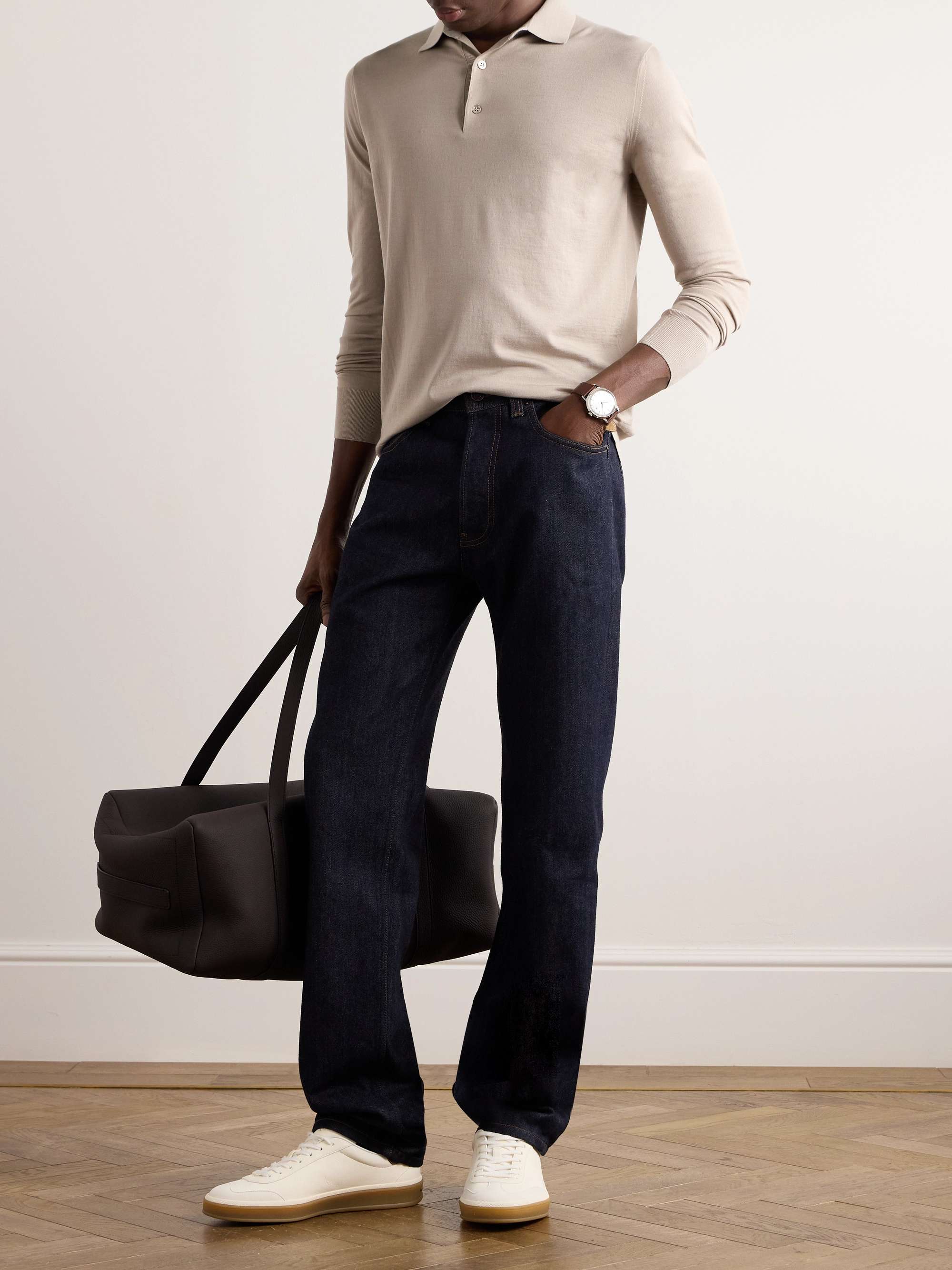 LORO PIANA 슬림핏 위시 버진 울 폴로 셔츠