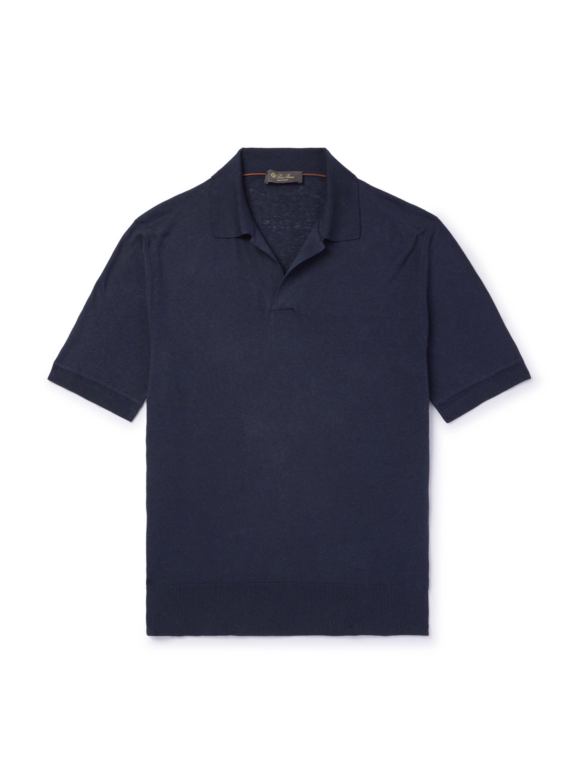 Loro Piana Silk And Linen-blend Polo Shirt In Blue