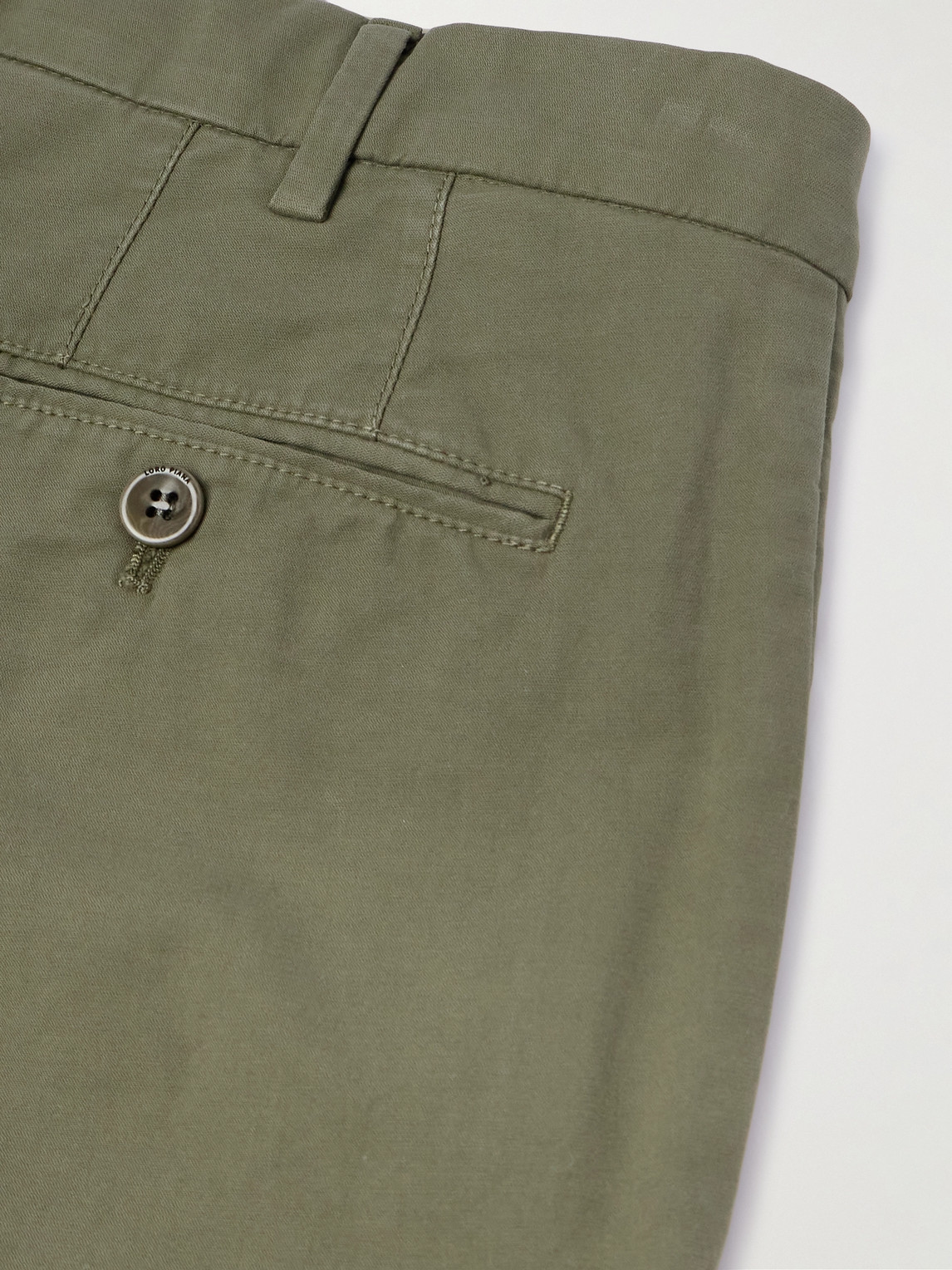 Shop Loro Piana Slim-fit Stretch-cotton Trousers In Green