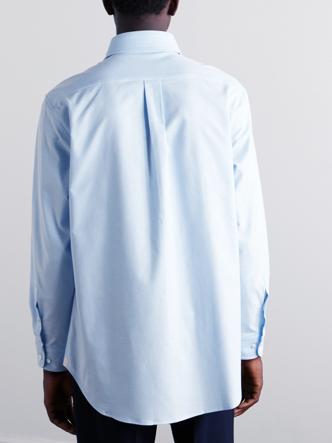 Shop Loro Piana Button-down Collar Cotton Oxford Shirt In Blue