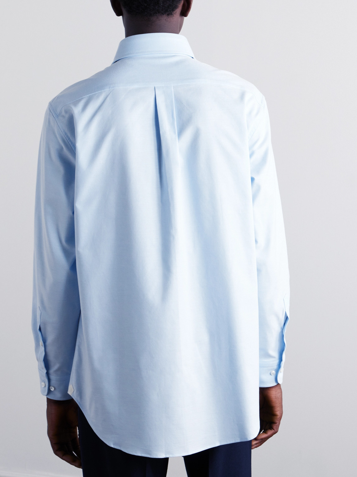Loro Piana Button-down Collar Cotton Oxford Shirt In Blue
