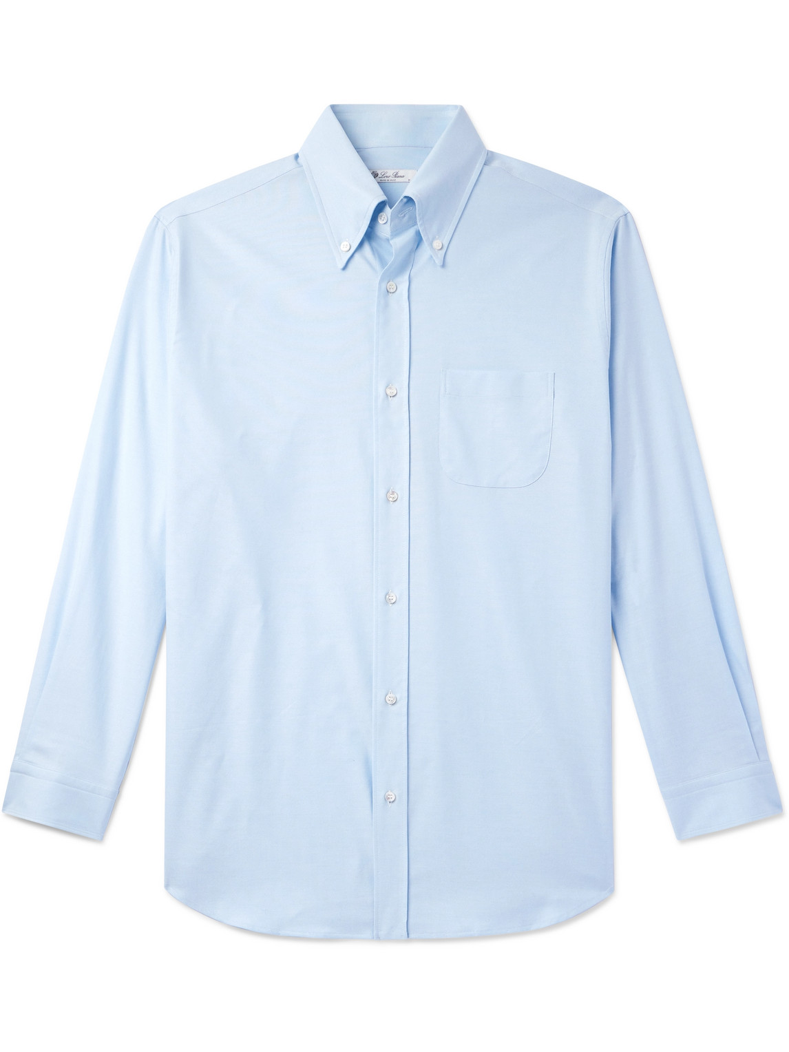 Loro Piana Button-down Collar Cotton Oxford Shirt In Blue