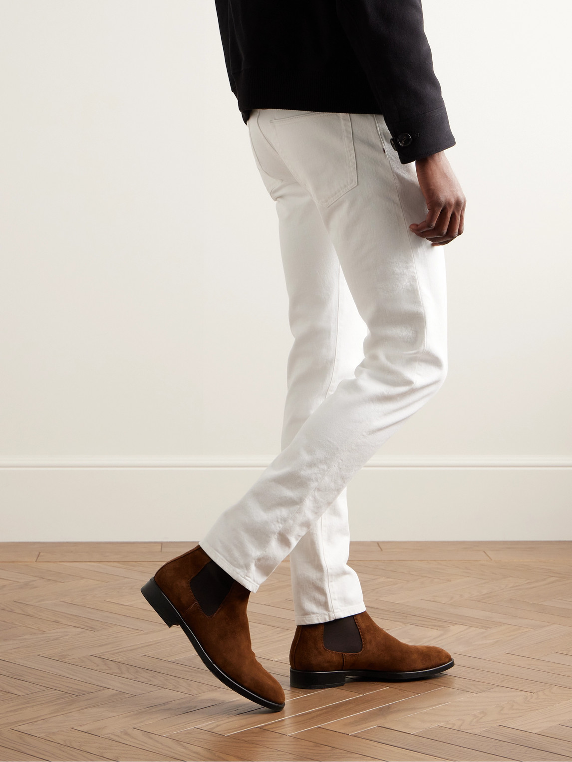 Shop Loro Piana New York Slim-fit Jeans In White