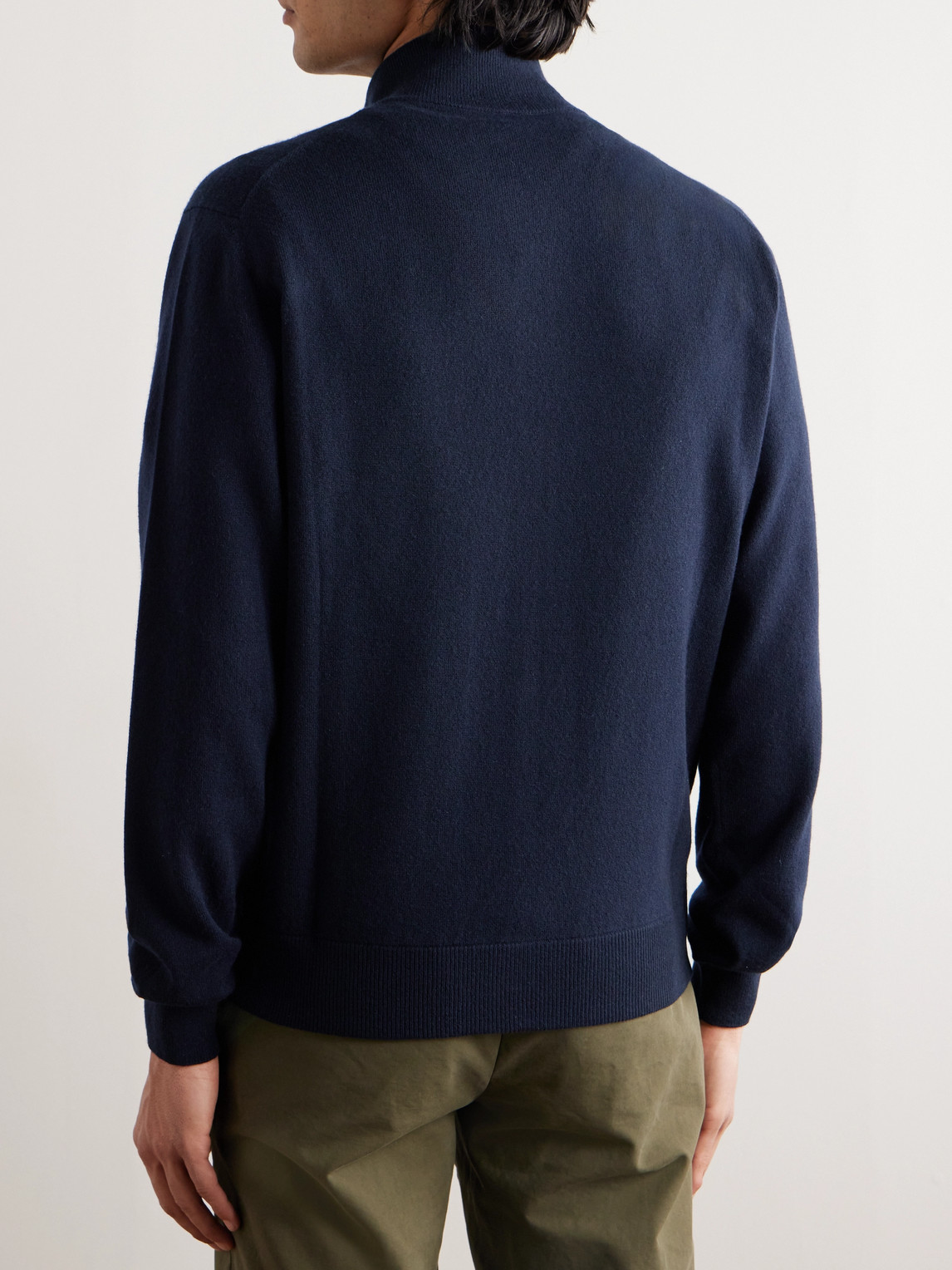 Shop Loro Piana Ribbed Cashmere Zip-up Sweater In Blue