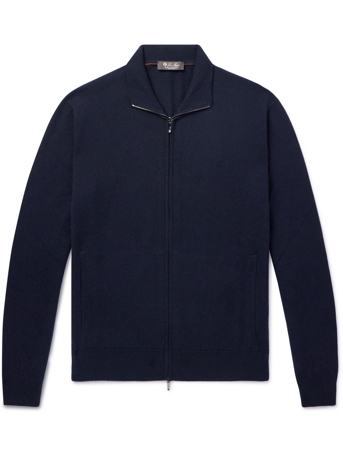 Loro Piana Ribbed Cashmere Zip-up Sweater In Blue