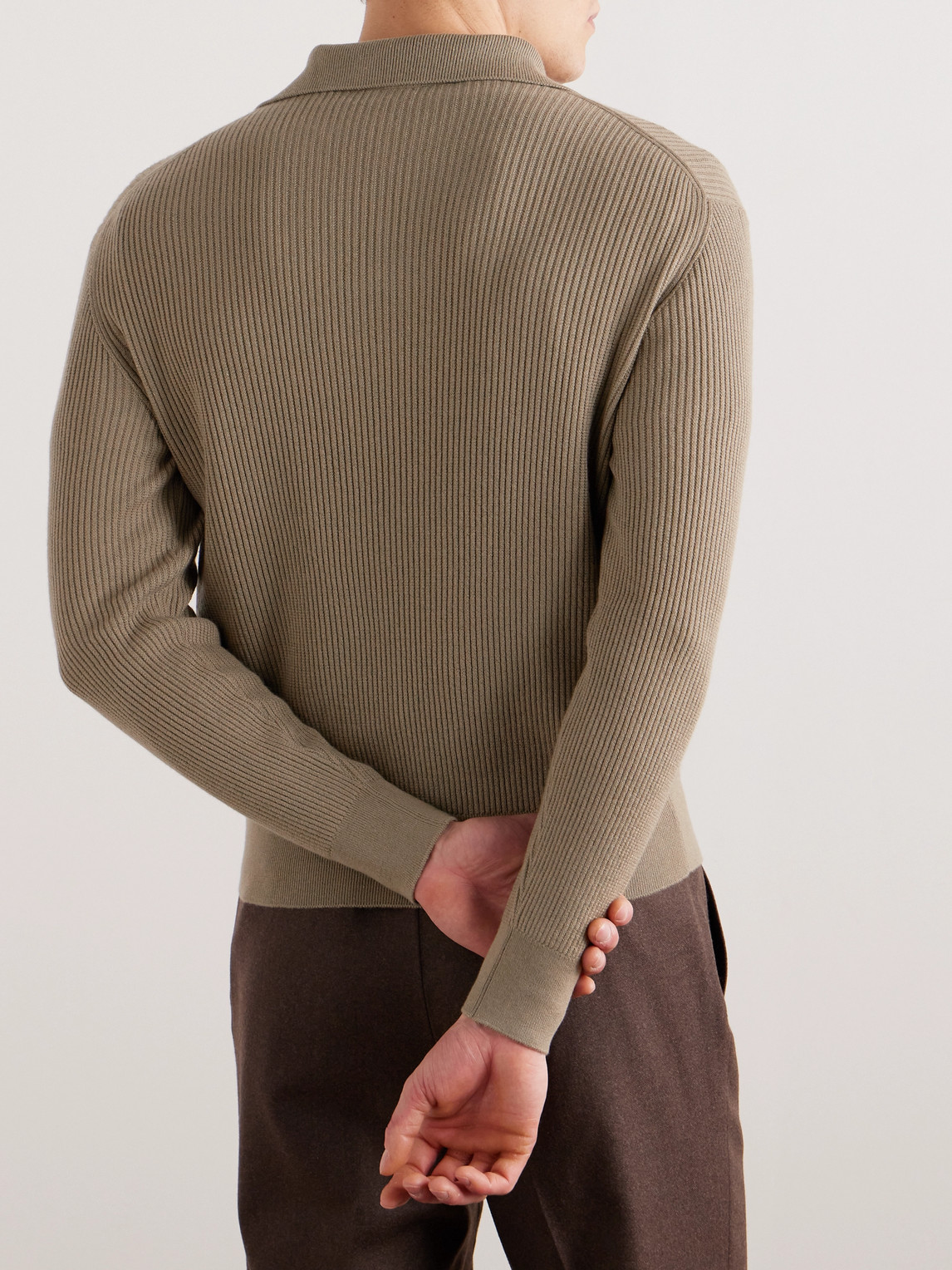 Loro Piana Akan Ribbed Cashmere And Silk-blend Half-zip Sweater In Neutrals