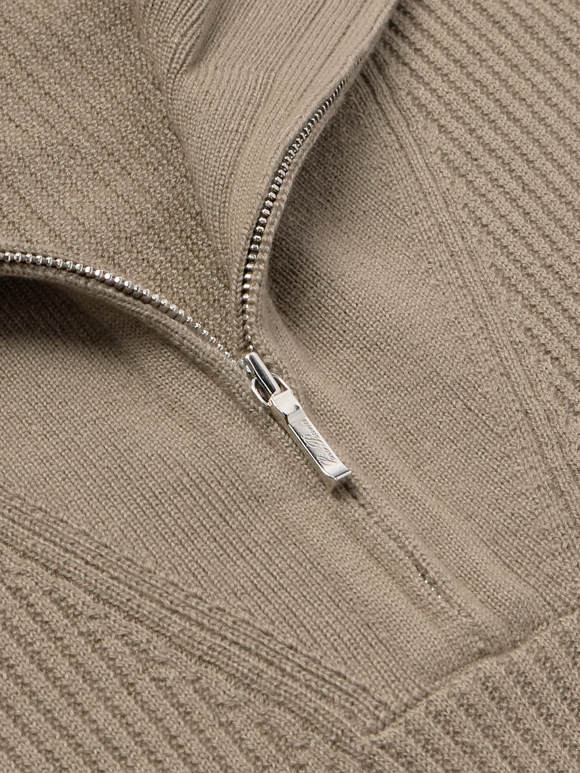 Loro Piana Akan Ribbed Cashmere And Silk-blend Half-zip Sweater In Neutrals