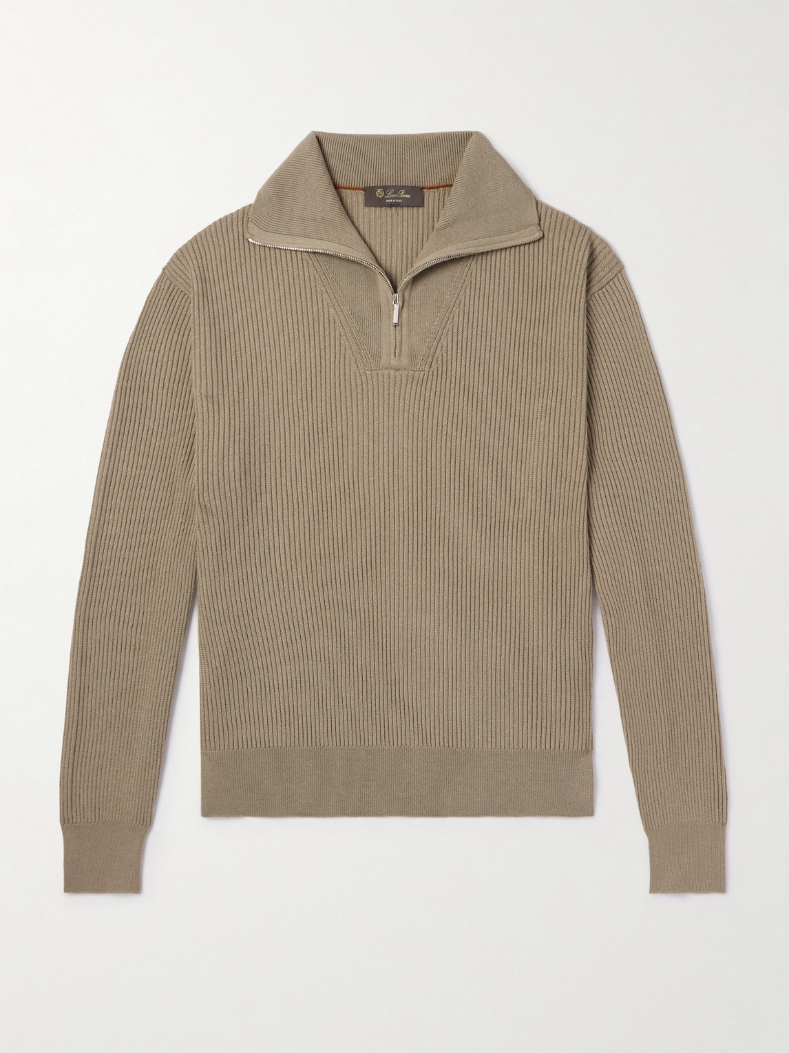 Loro Piana Akan Ribbed Cashmere and Silk-Blend Half-Zip Sweater - Men