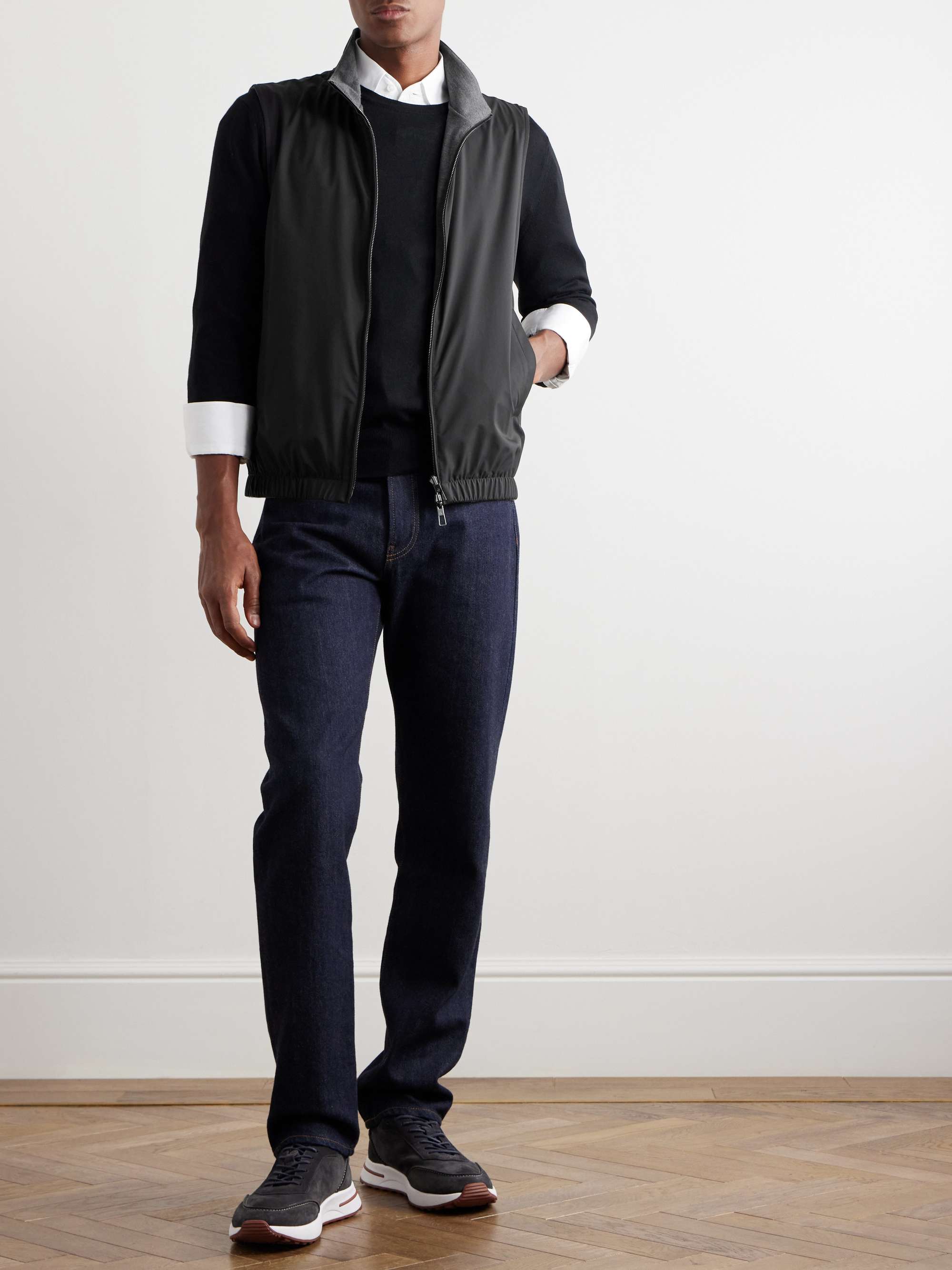 LORO PIANA Reversible Storm System Shell and Super Wish Virgin Wool Gilet