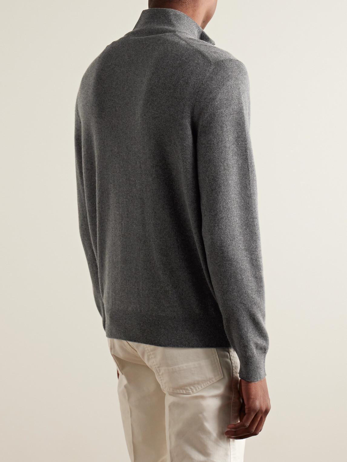 Shop Loro Piana Slim-fit Baby Cashmere Half-zip Sweater In Gray