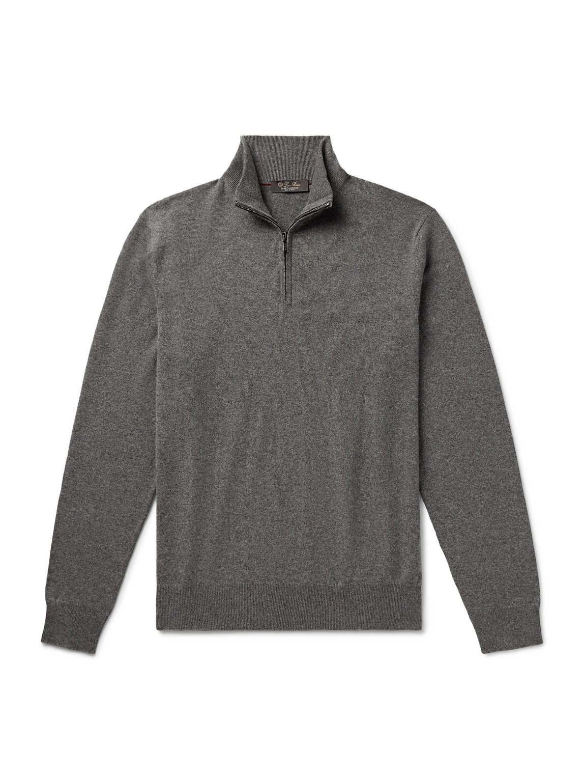 Loro Piana Slim-fit Baby Cashmere Half-zip Sweater In Gray