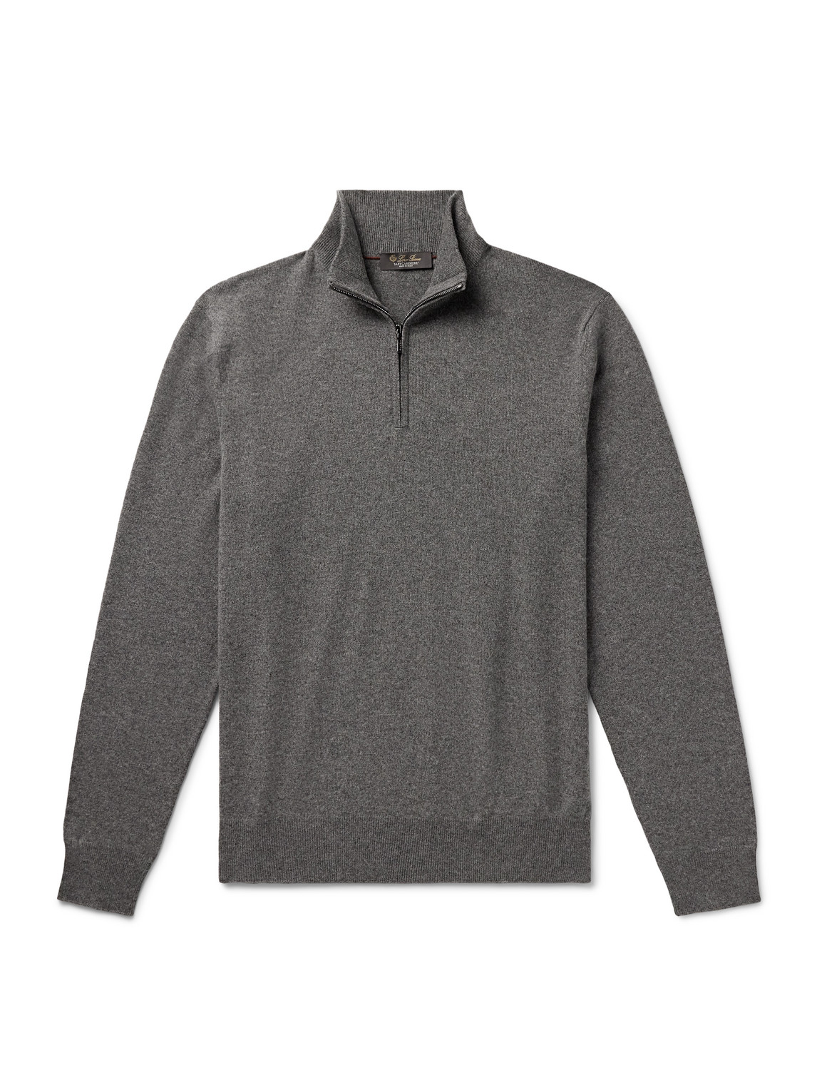 Loro Piana Slim-fit Baby Cashmere Half-zip Jumper In Grey