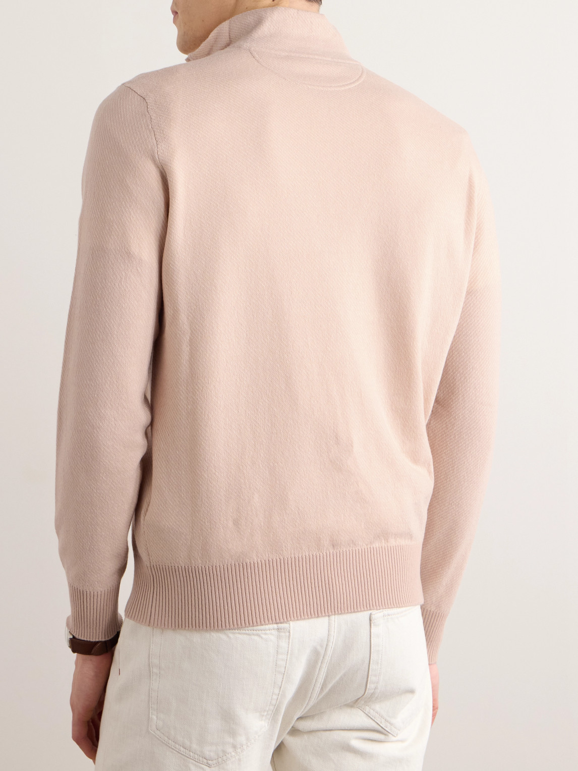 Shop Loro Piana Roadster Cashmere Half-zip Sweater In Pink