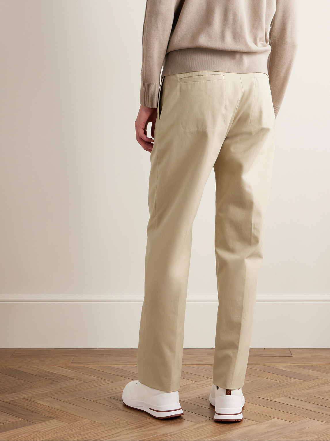 Shop Loro Piana Merse Straight-leg Cotton-gabardine Trousers In Neutrals